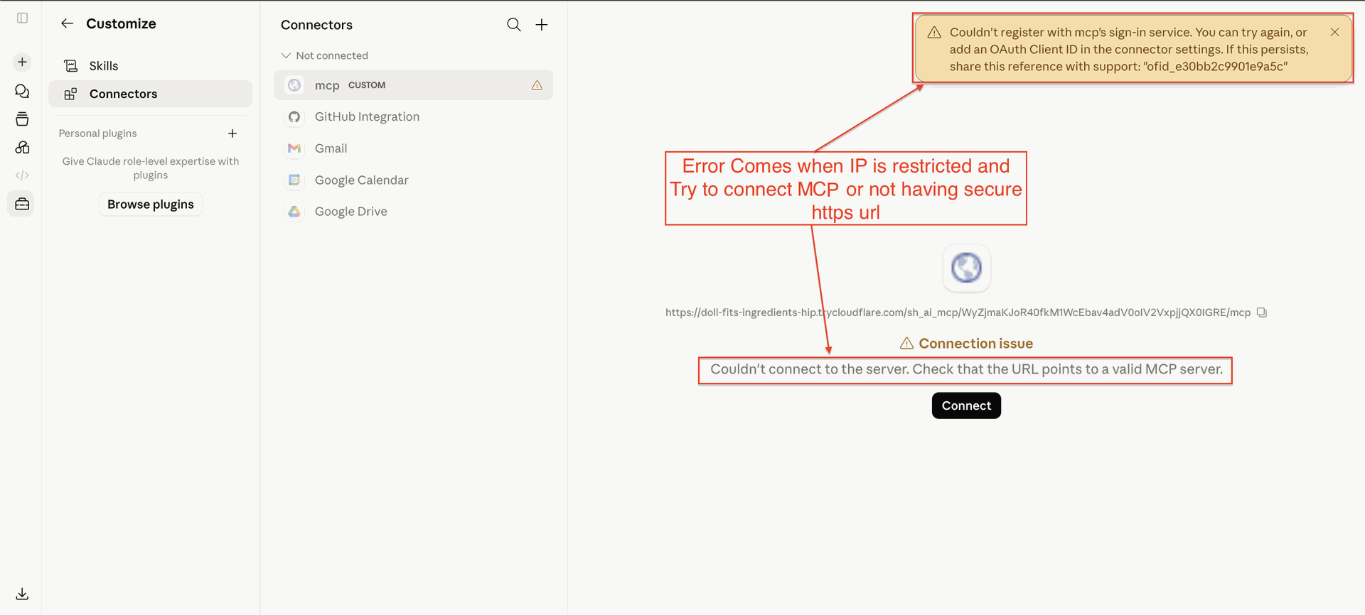 View blocked access alert from IP restrictions