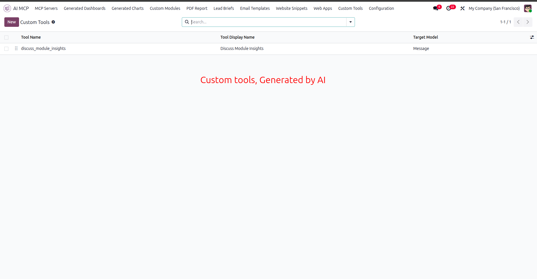 View AI generated custom tools and integrations