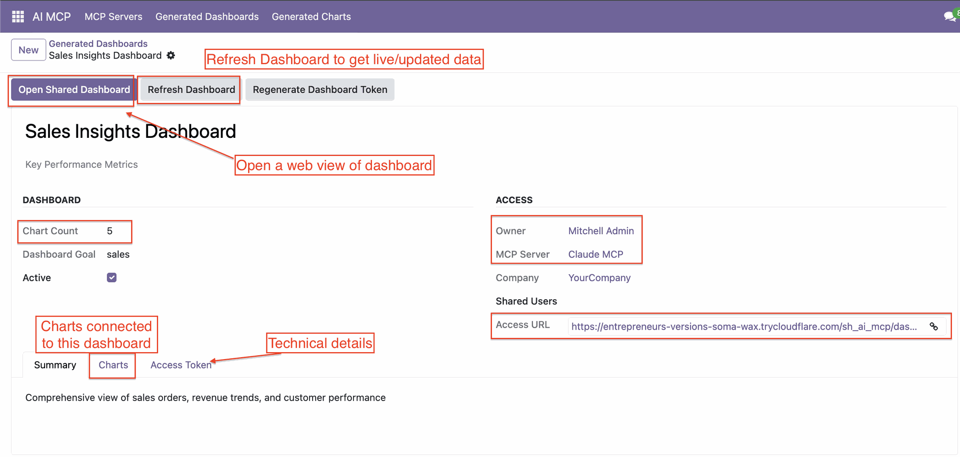 Configure dashboard generation settings