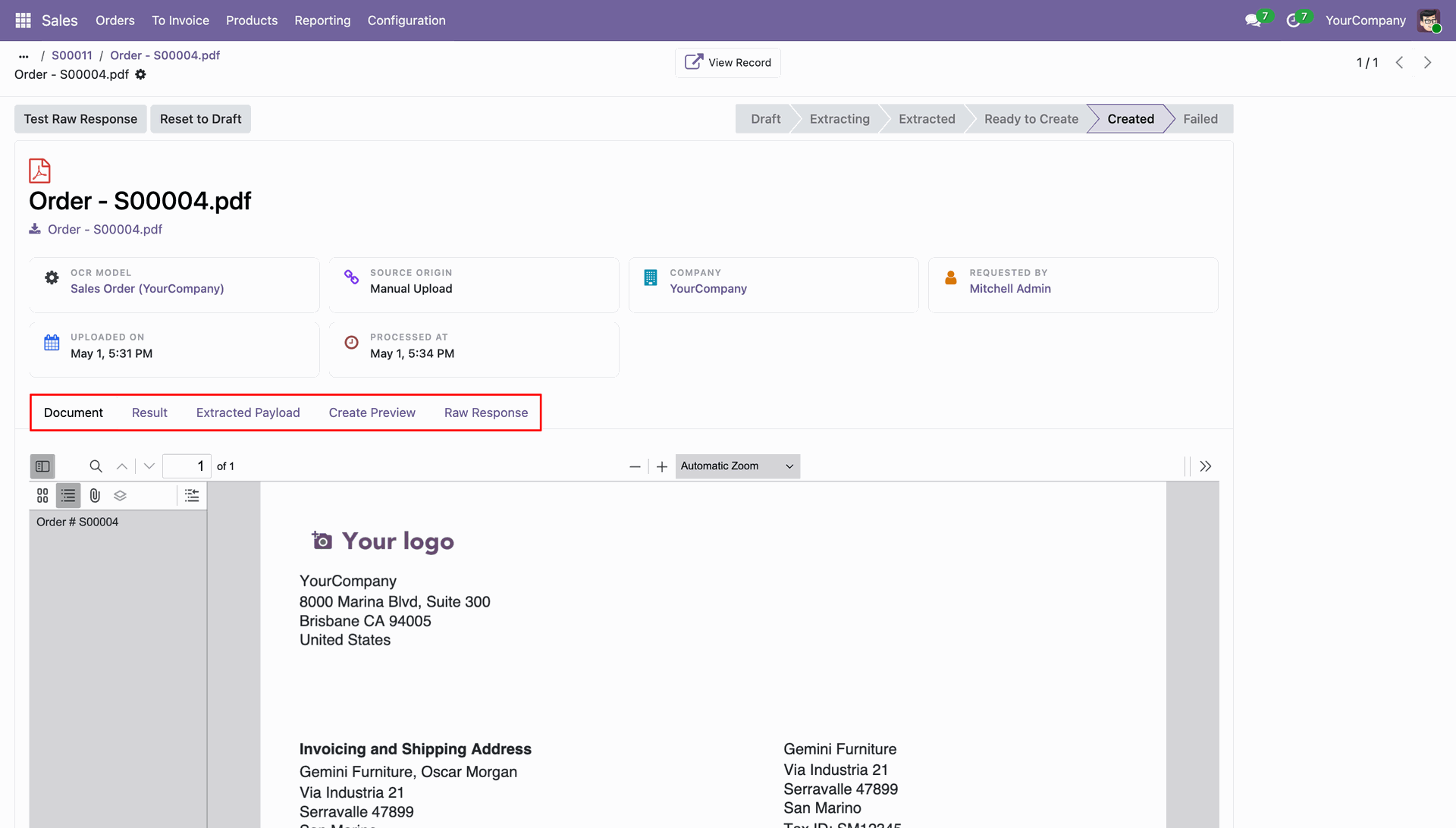 Compare original PDF with extracted OCR data