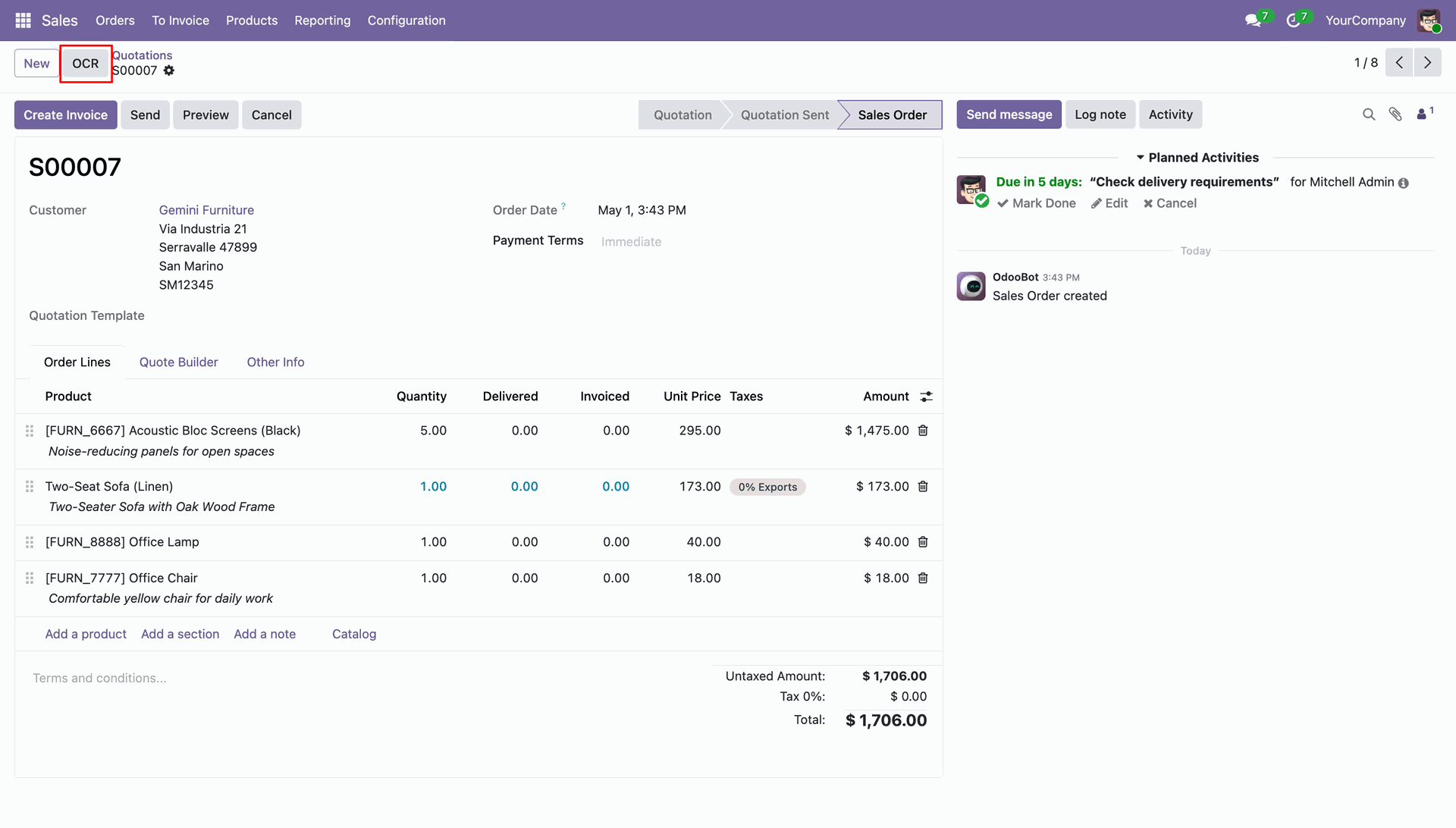 Start AI OCR processing from Odoo record