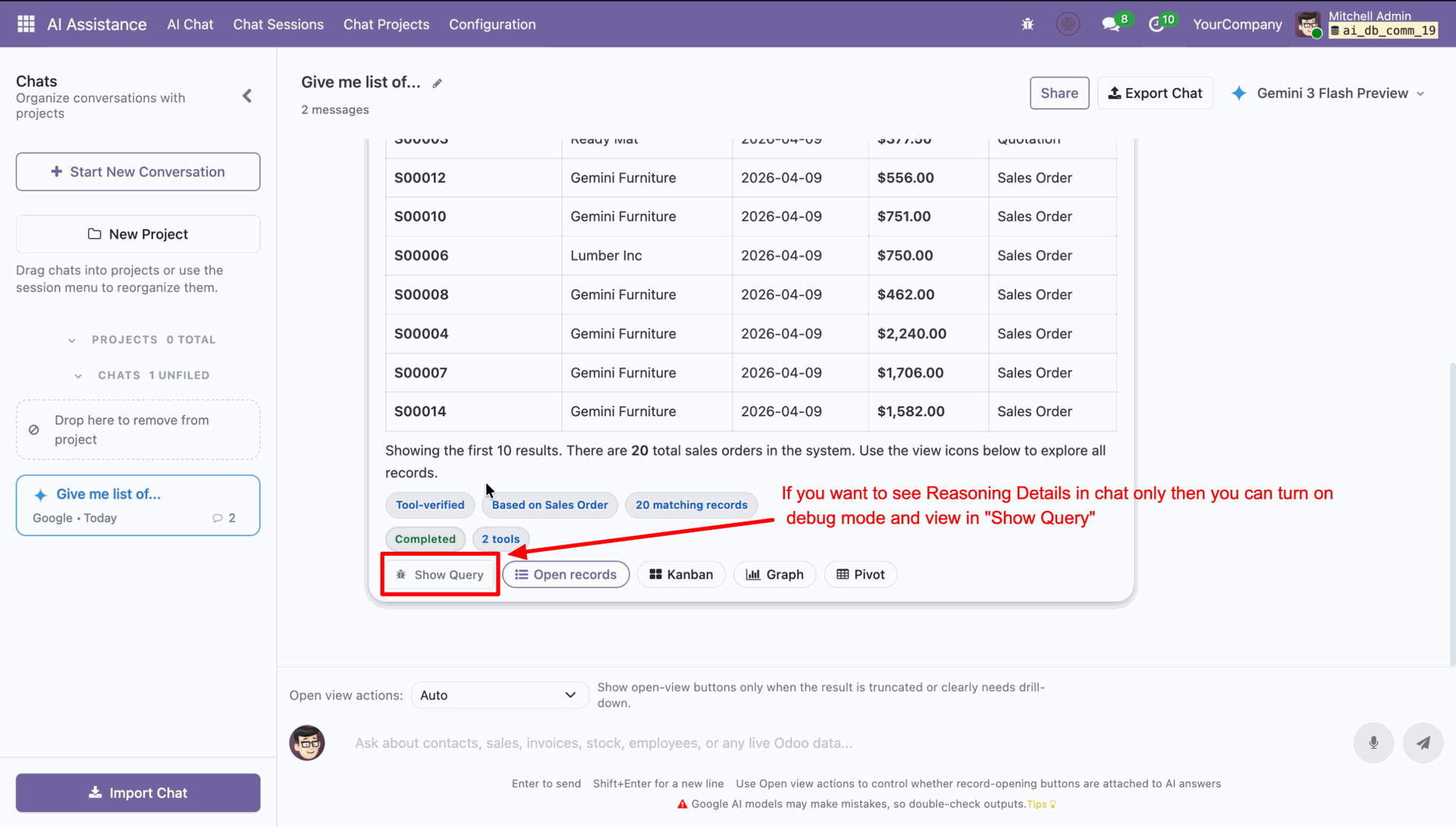 Enable debug mode to view AI reasoning details
