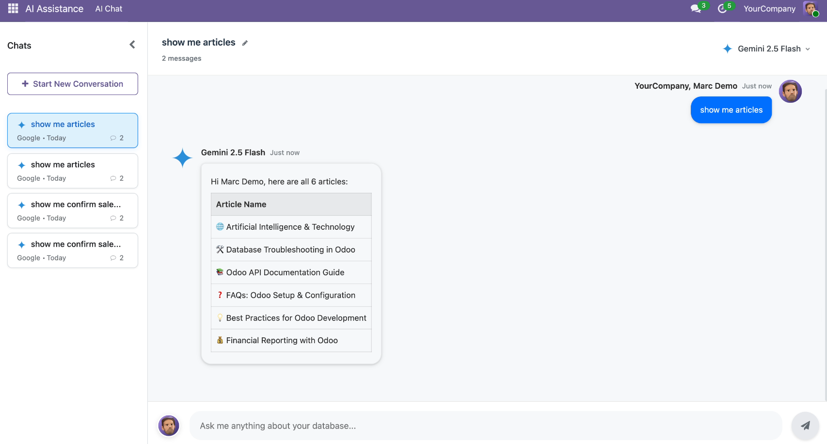 Odoo AI Assistant knowledge base access control