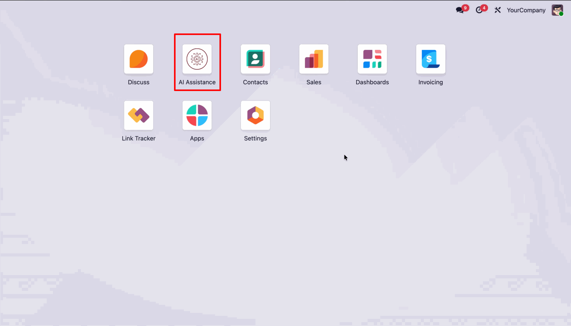 Open AI Assistance setup in InsightMate for Odoo