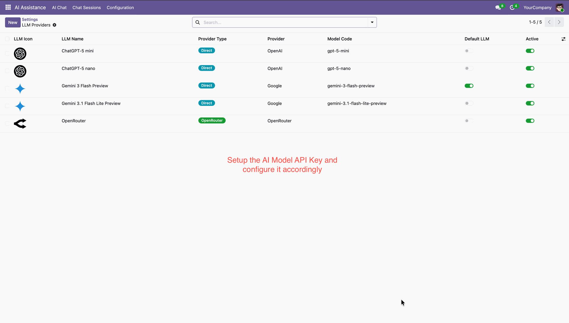 Configure new AI provider settings in InsightMate