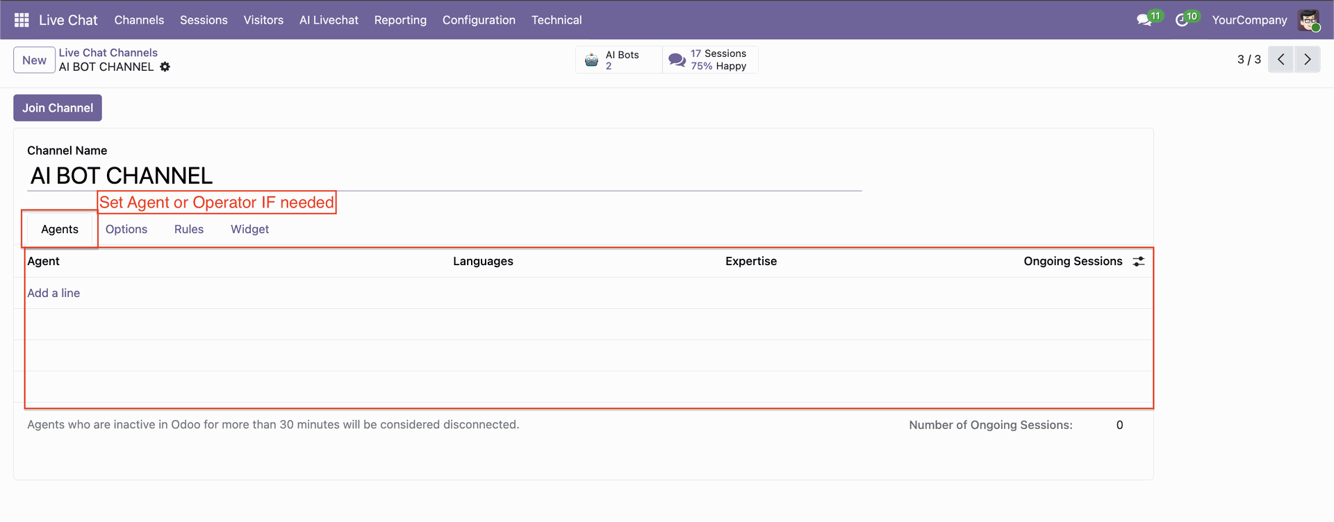 Assign dedicated operator to AI chatbot