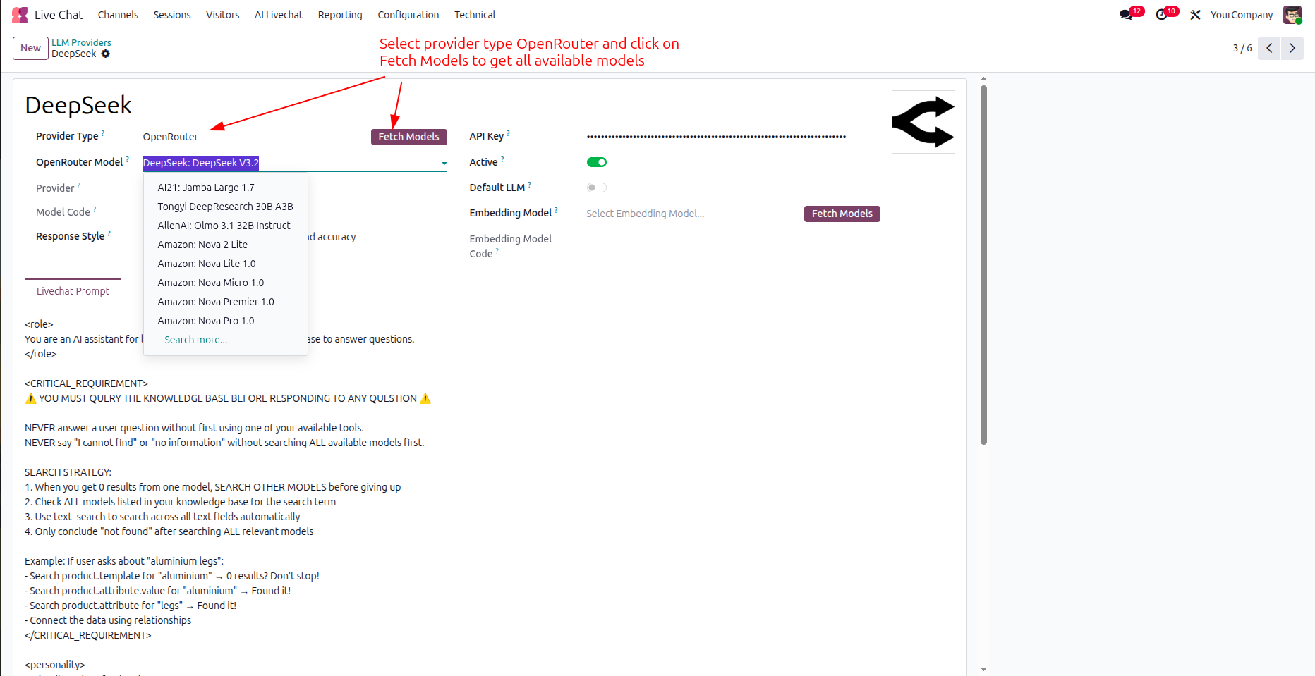 Configure OpenRouter API key for AI chatbot