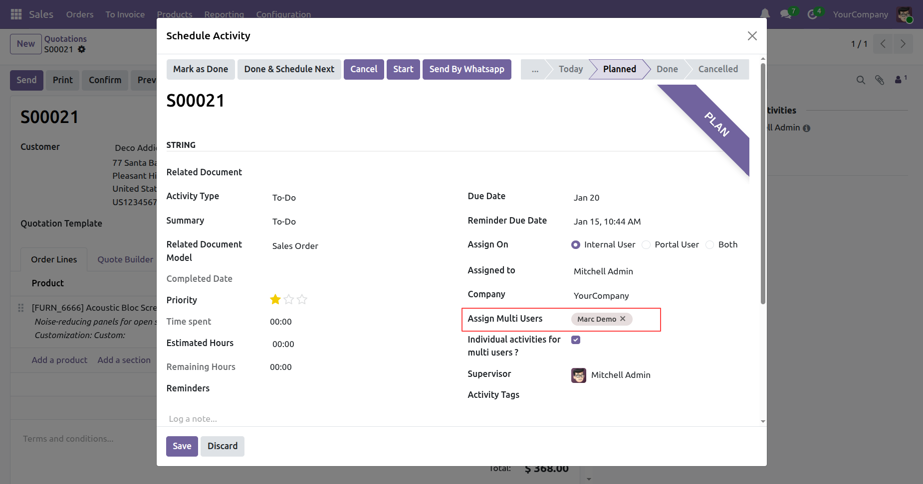 Multi-user activity assignment