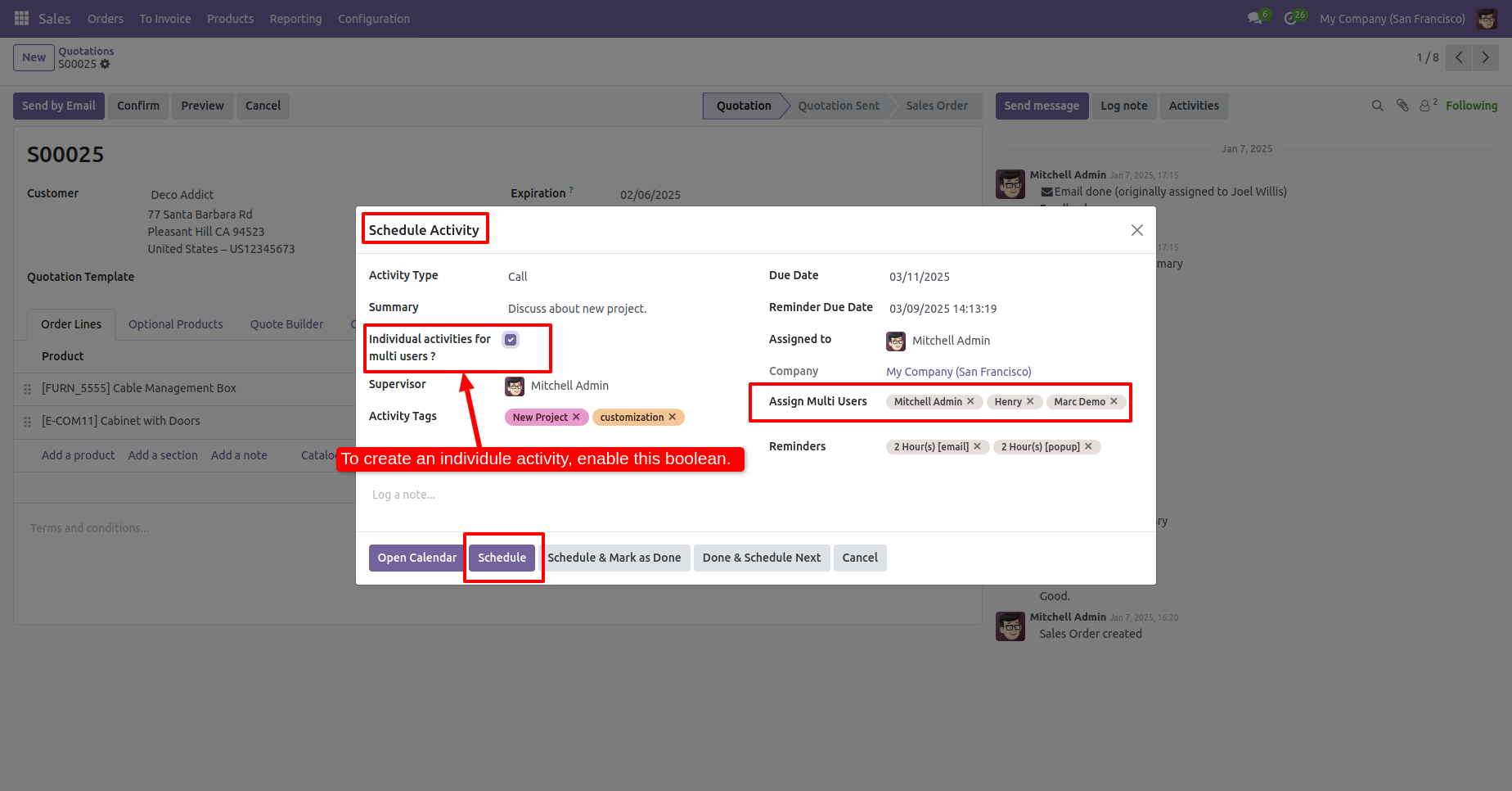 Individual activity assignment for multiple users