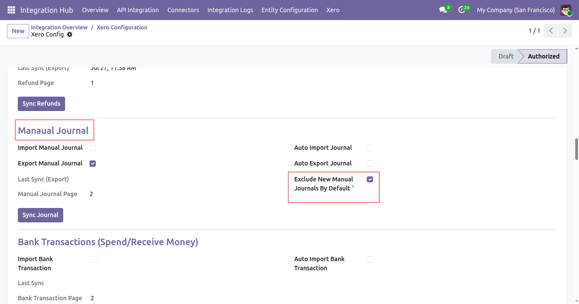 Enable Exclude New Manual Journals By Default in Xero Configuration