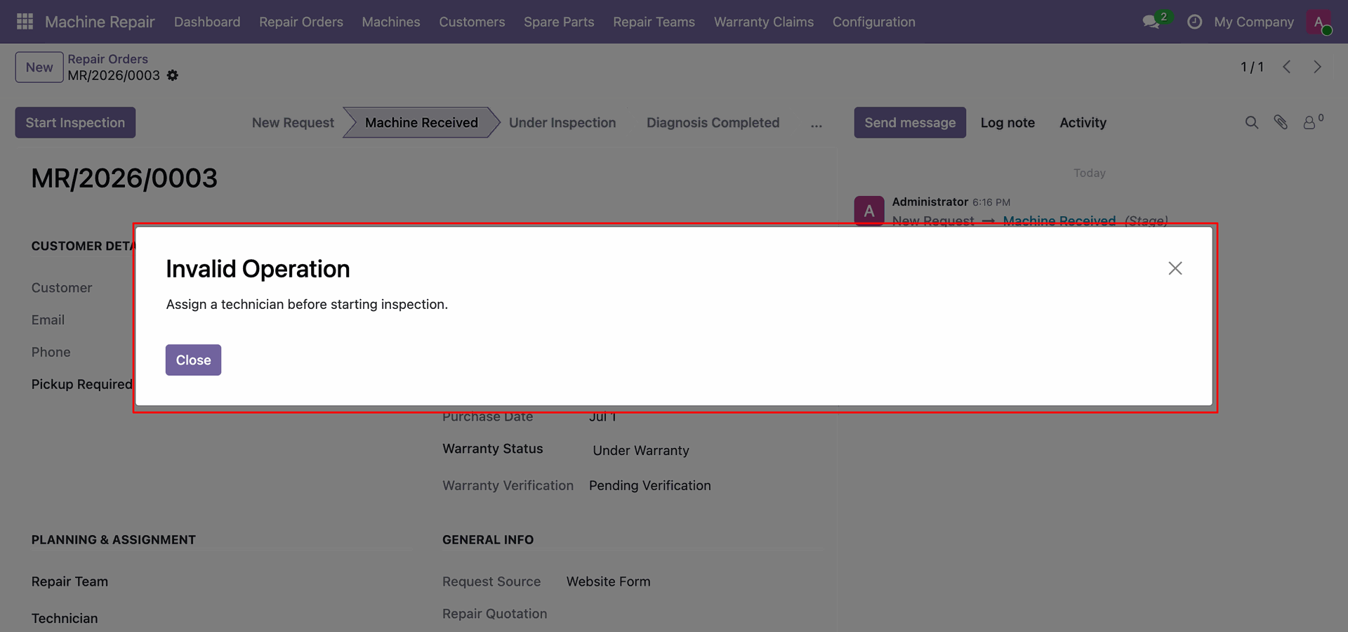 Machine Repair Screenshot