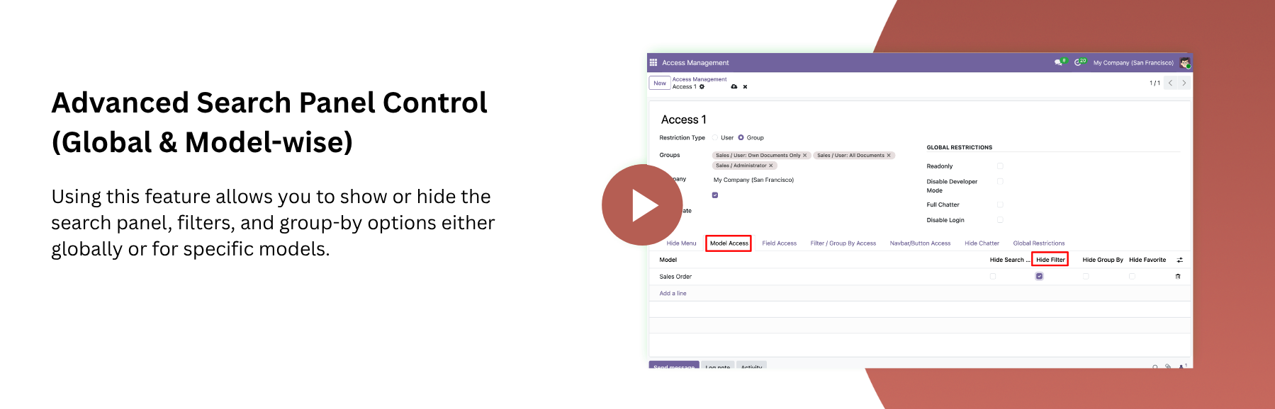 Advanced Search Panel Control (Global & Model-wise)