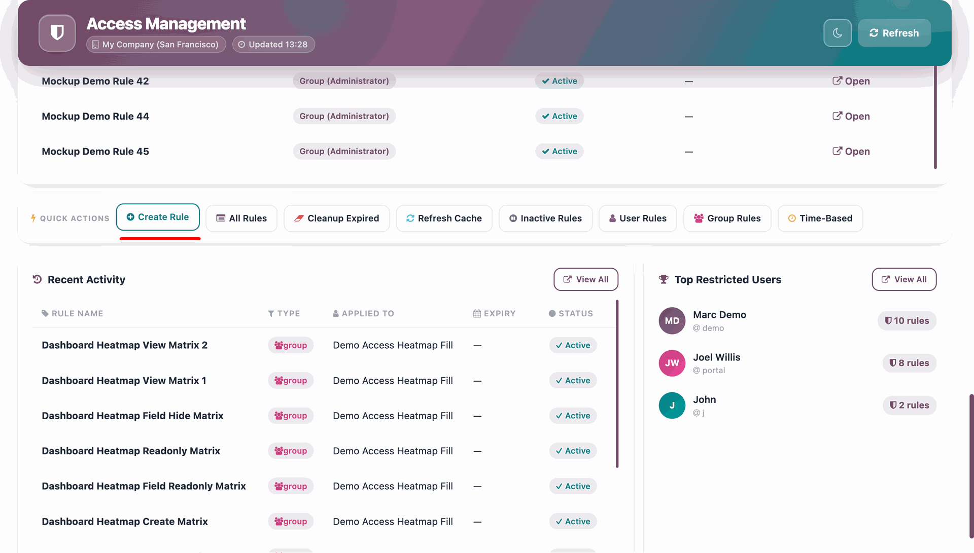 Odoo Quick Action Section
