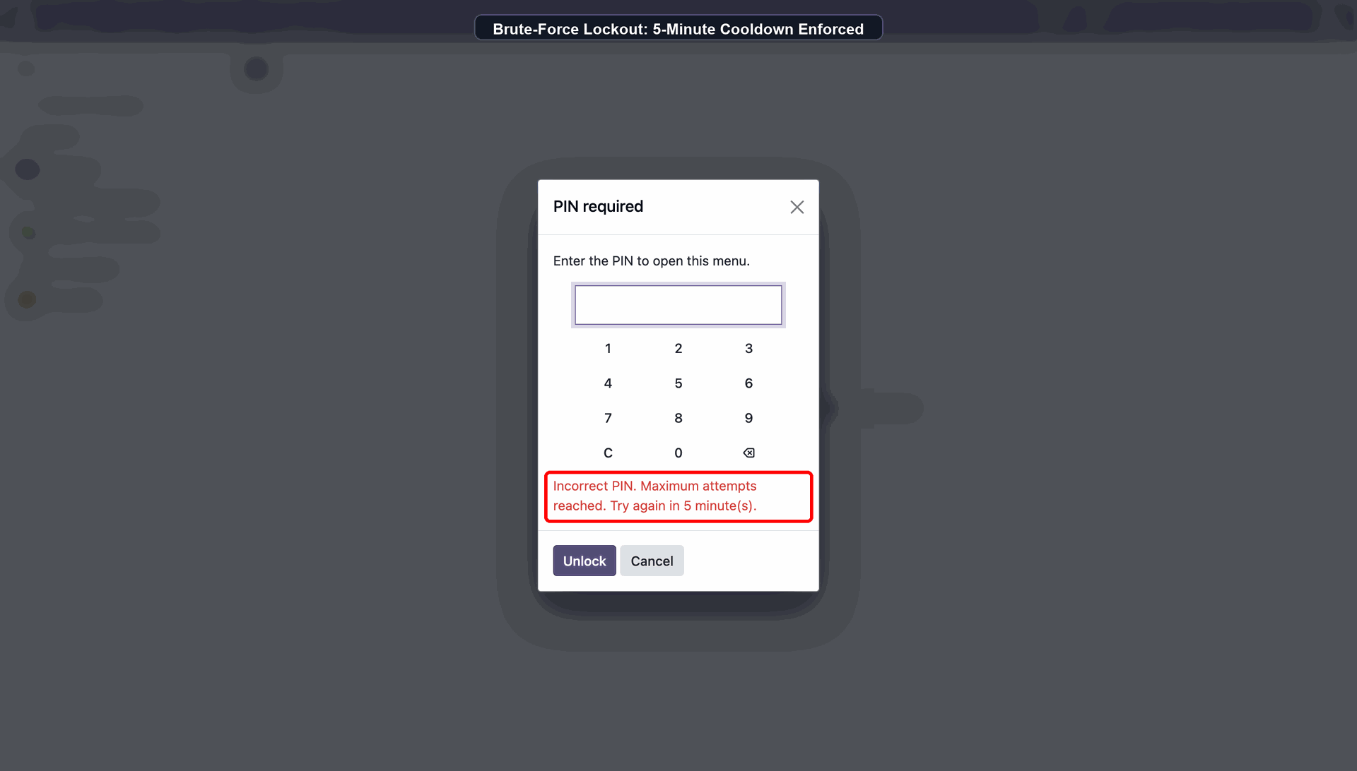 Brute-Force Lockout: 5-Minute Cooldown Enforced