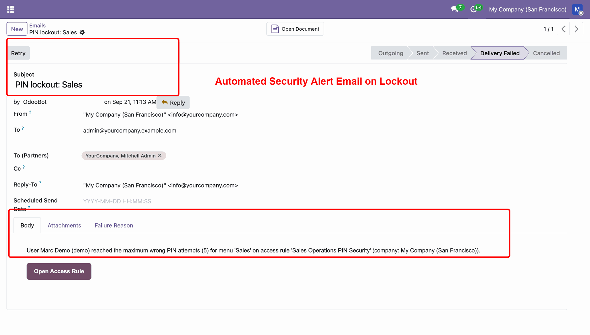 Automated Security Alert Email on Lockout