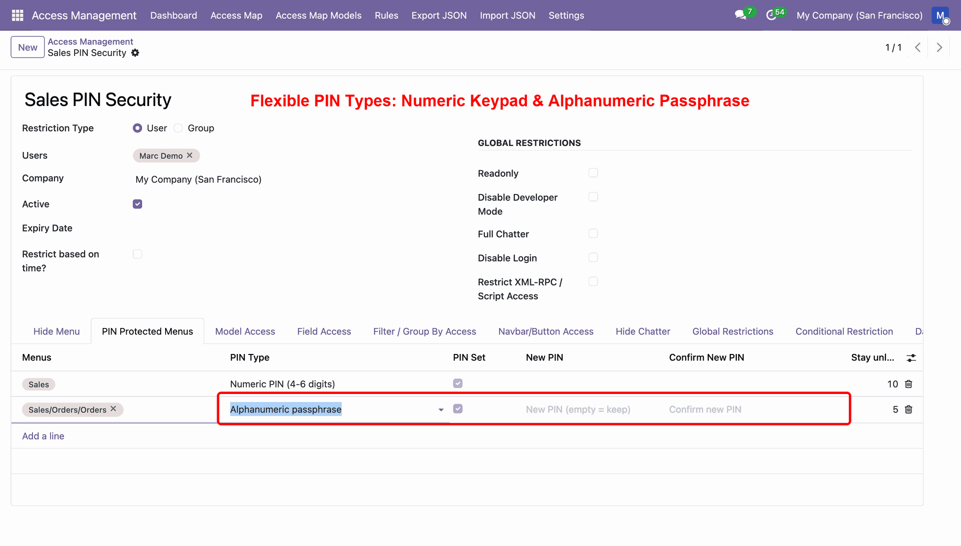 Flexible PIN Type