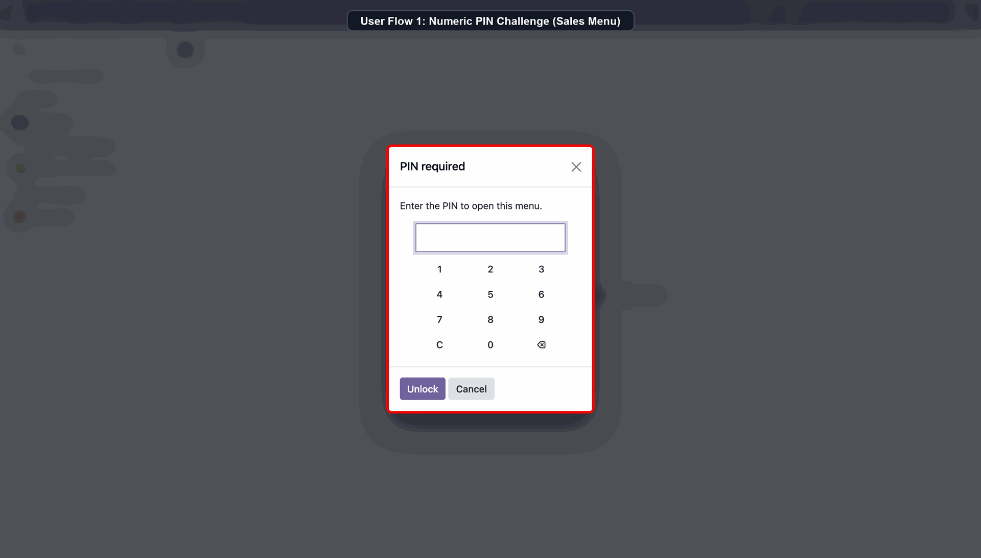 Click the Protected Menu. A PIN Required wizard will open
