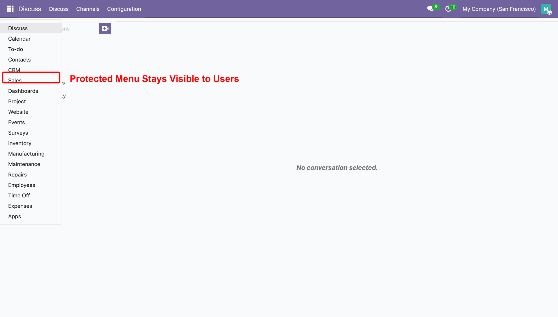 Protected Menu Stays Visible to Users