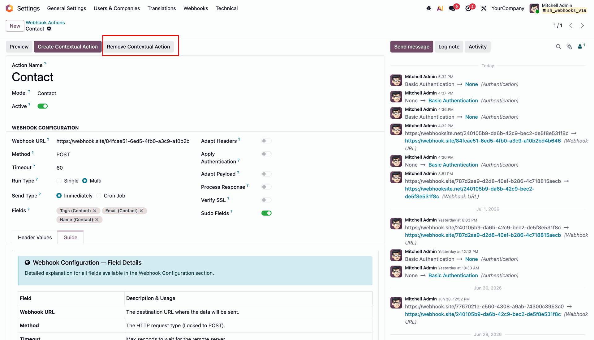Remove Contextual Action Button