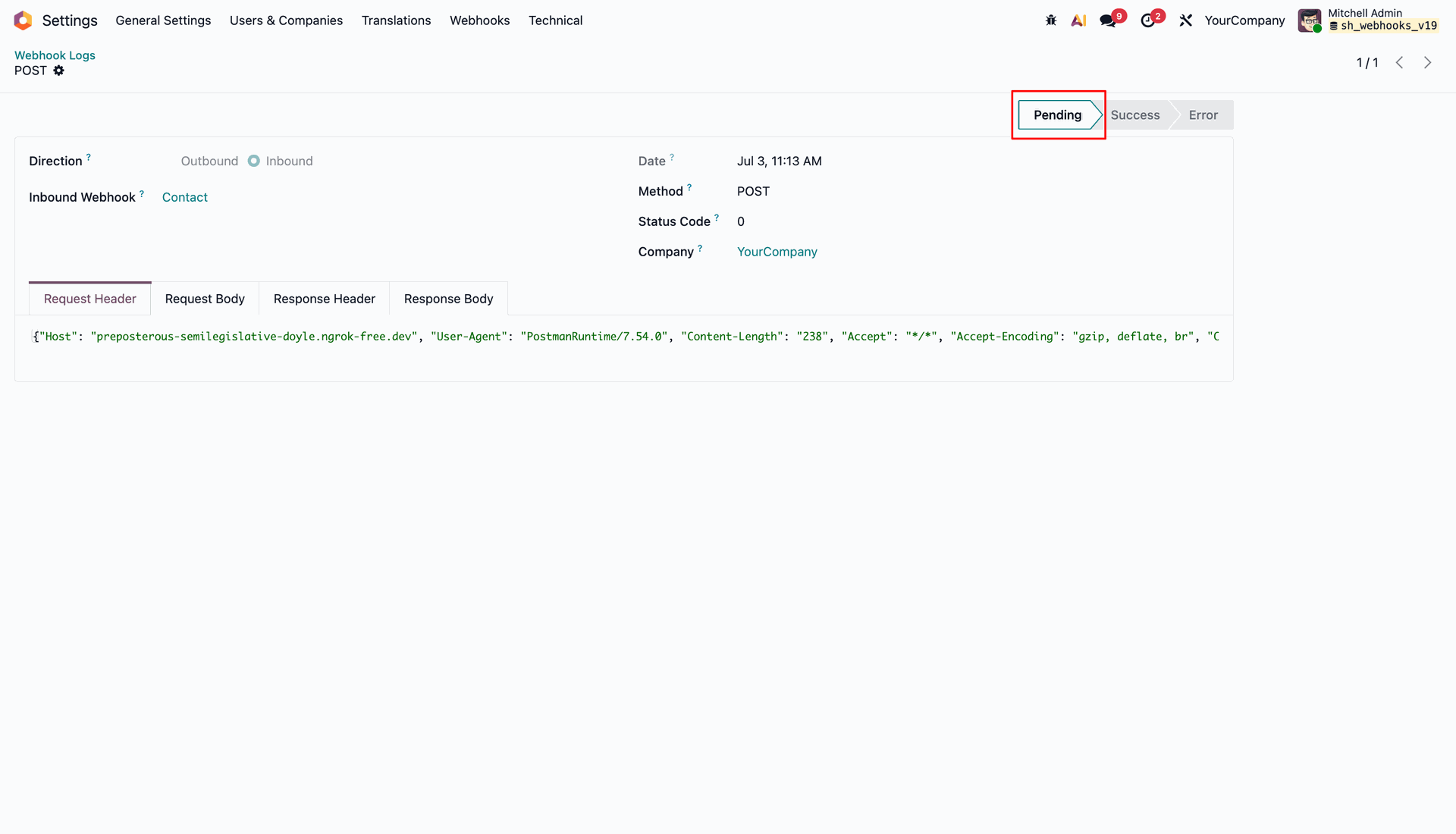 Retried Pending Status View