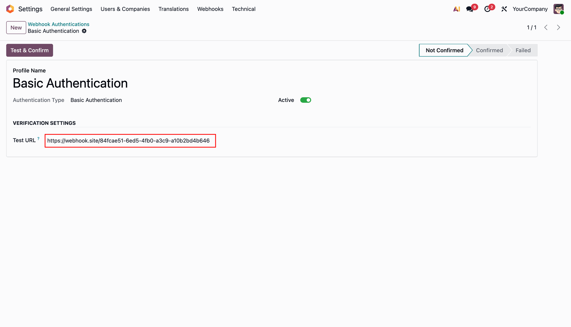 Webhook Site Testing URL