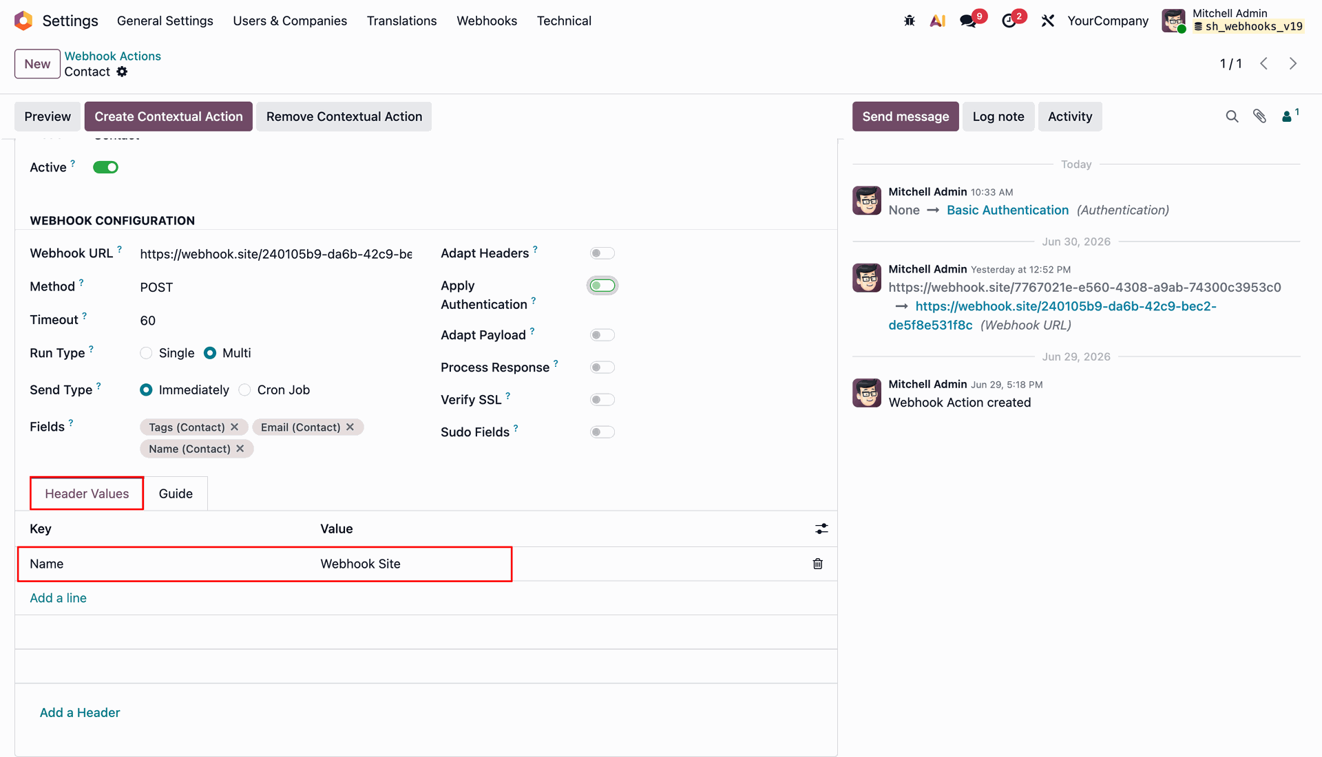 Webhook Execution Toast Notification