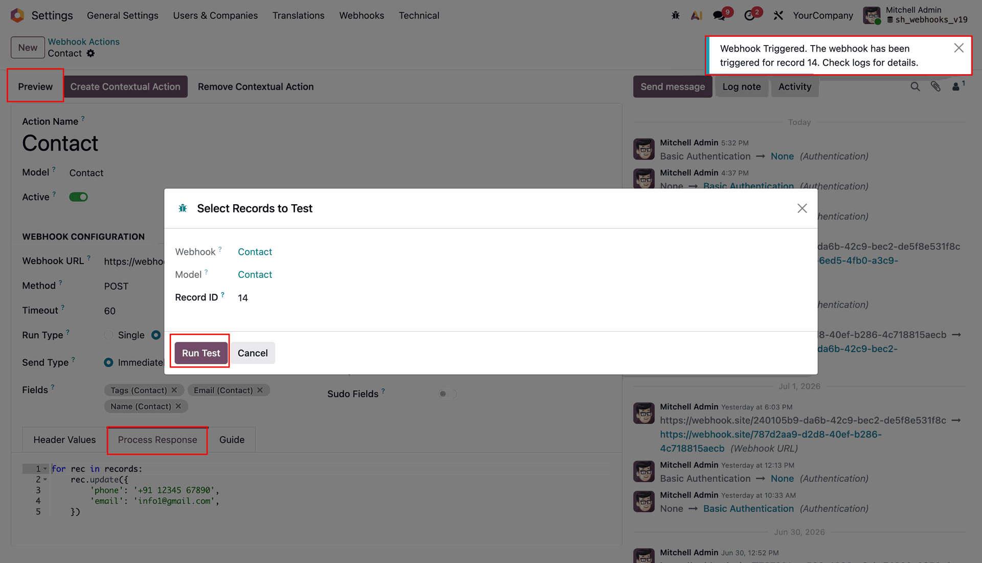 Running Response Processing Test