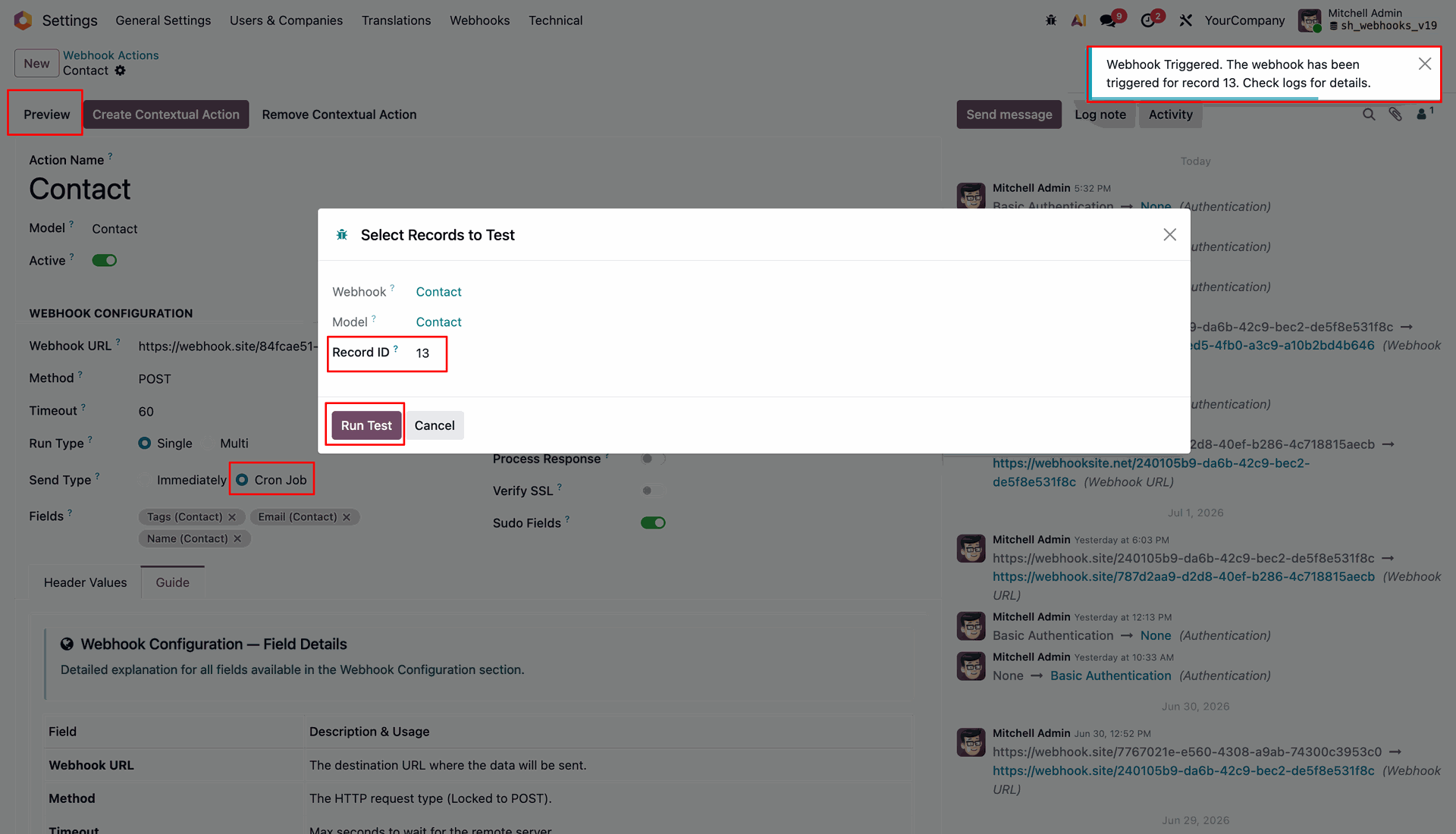 Scheduled Cron Webhook Preview