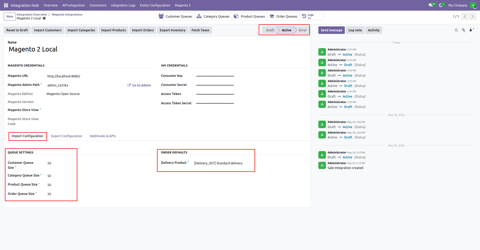 Setup automated cron jobs for continuous background synchronization of products, customers, and order data
