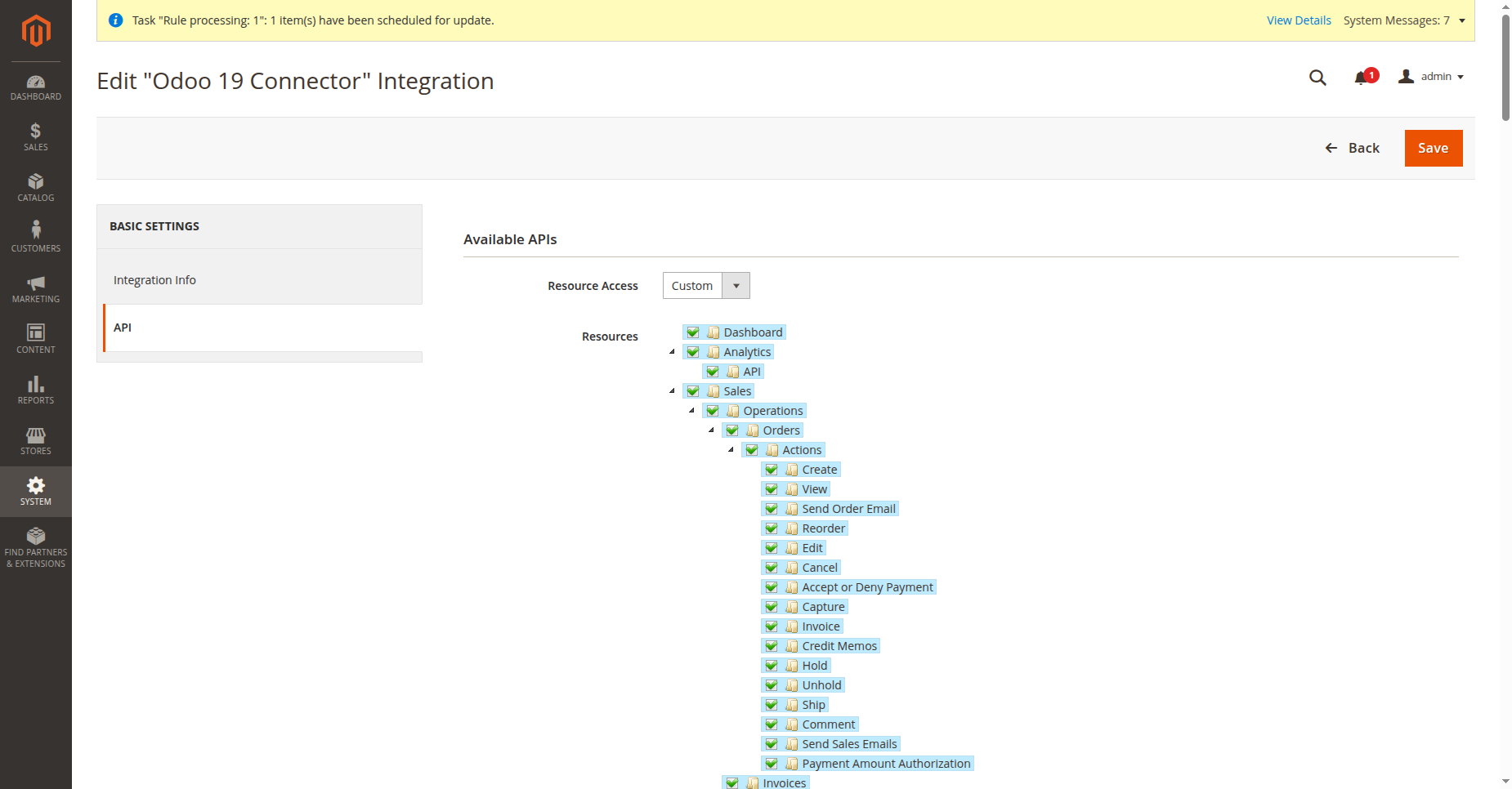 Review system integration settings and default fallback accounts for unmapped payment and tax records