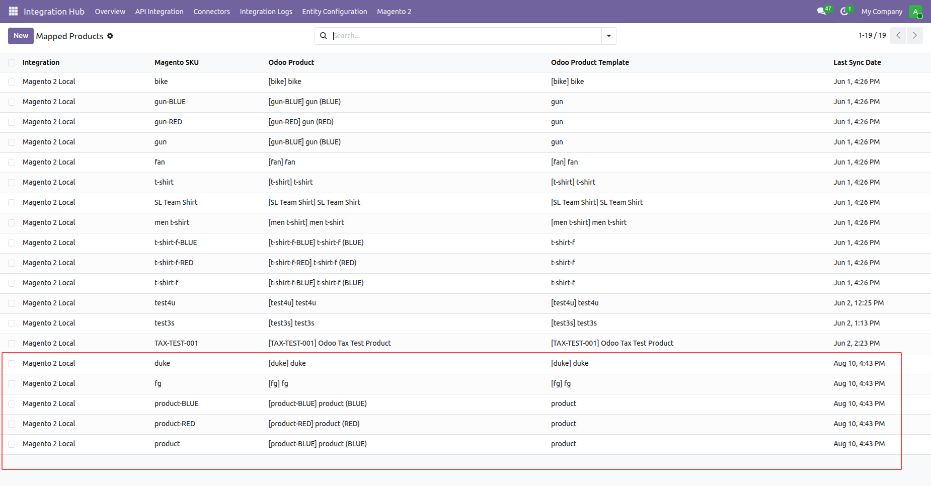 View synchronized product media gallery images attached to Odoo product template and variant forms