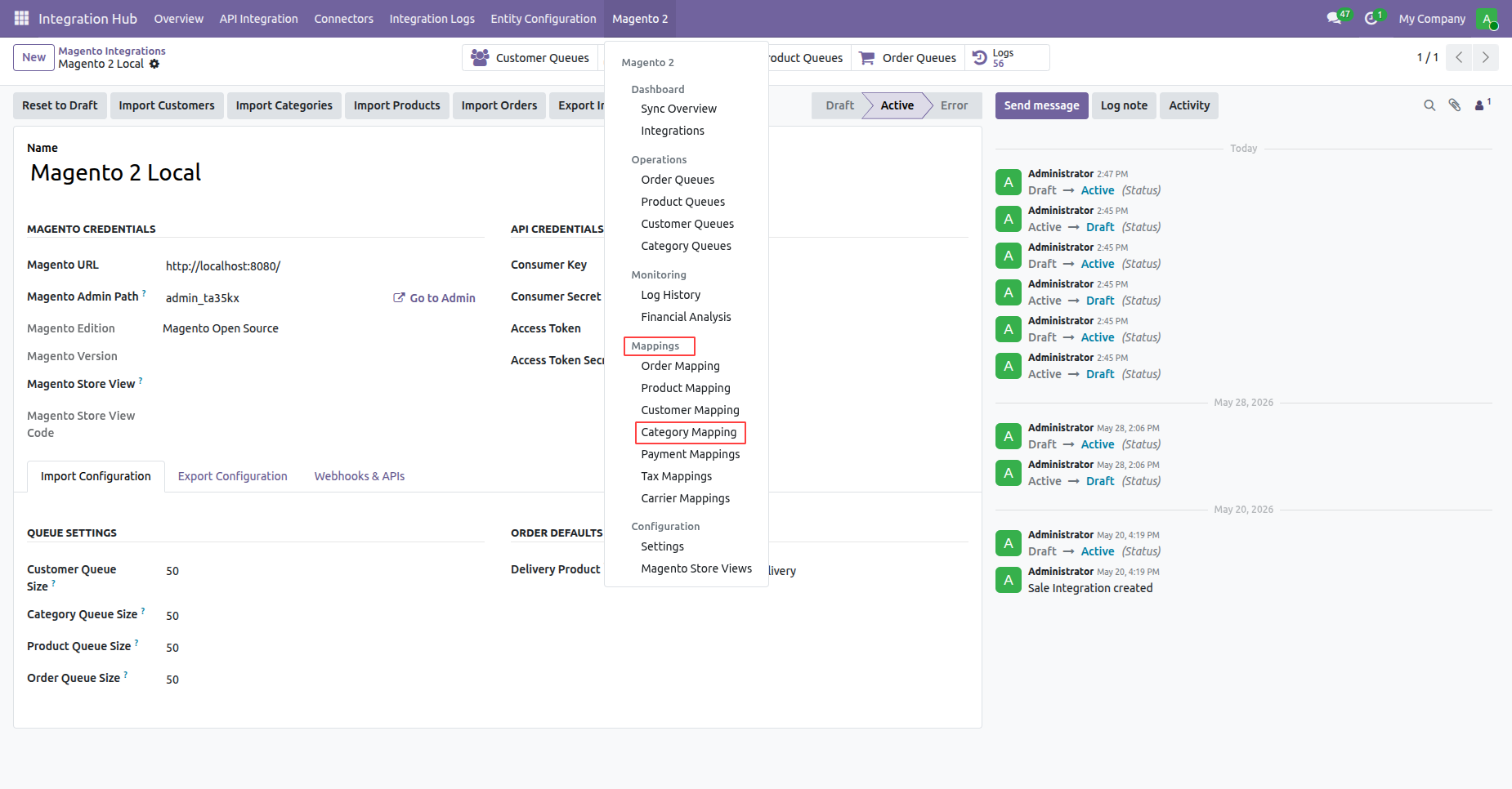 Filter product category list view by assigned Magento 2 store instance and active sync status