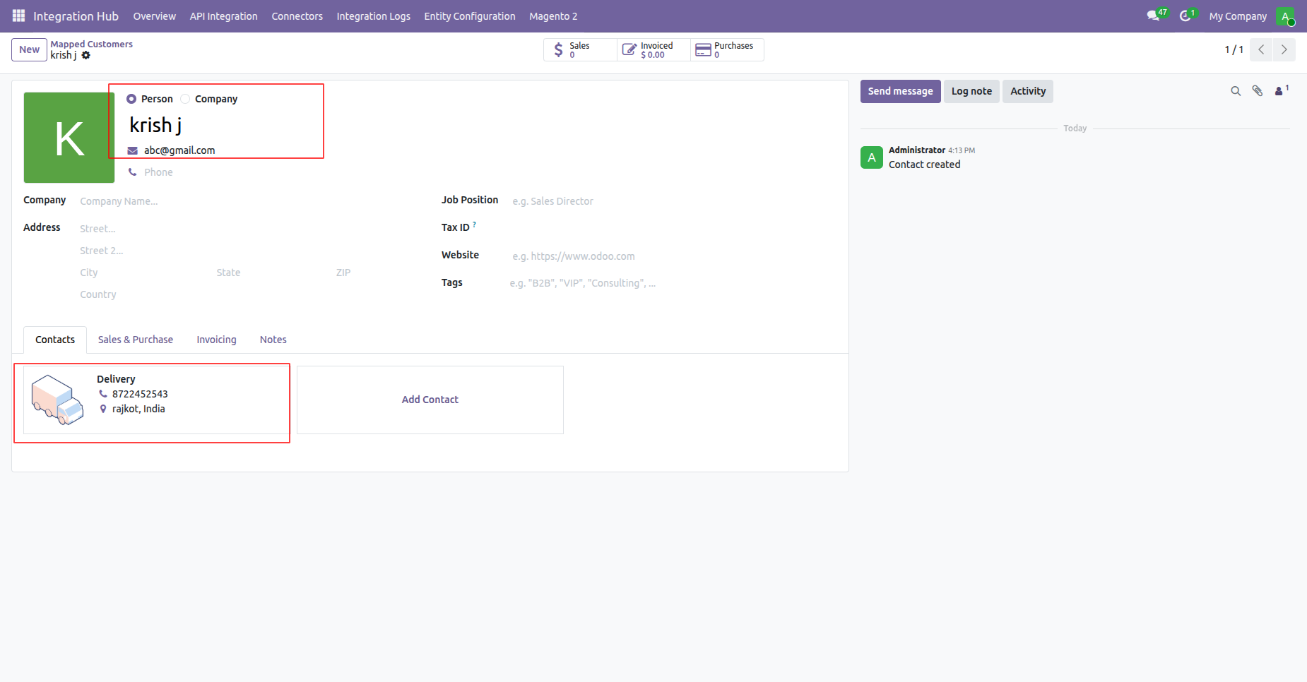 Launch customer export wizard to push selected Odoo contact records directly to Magento 2 store