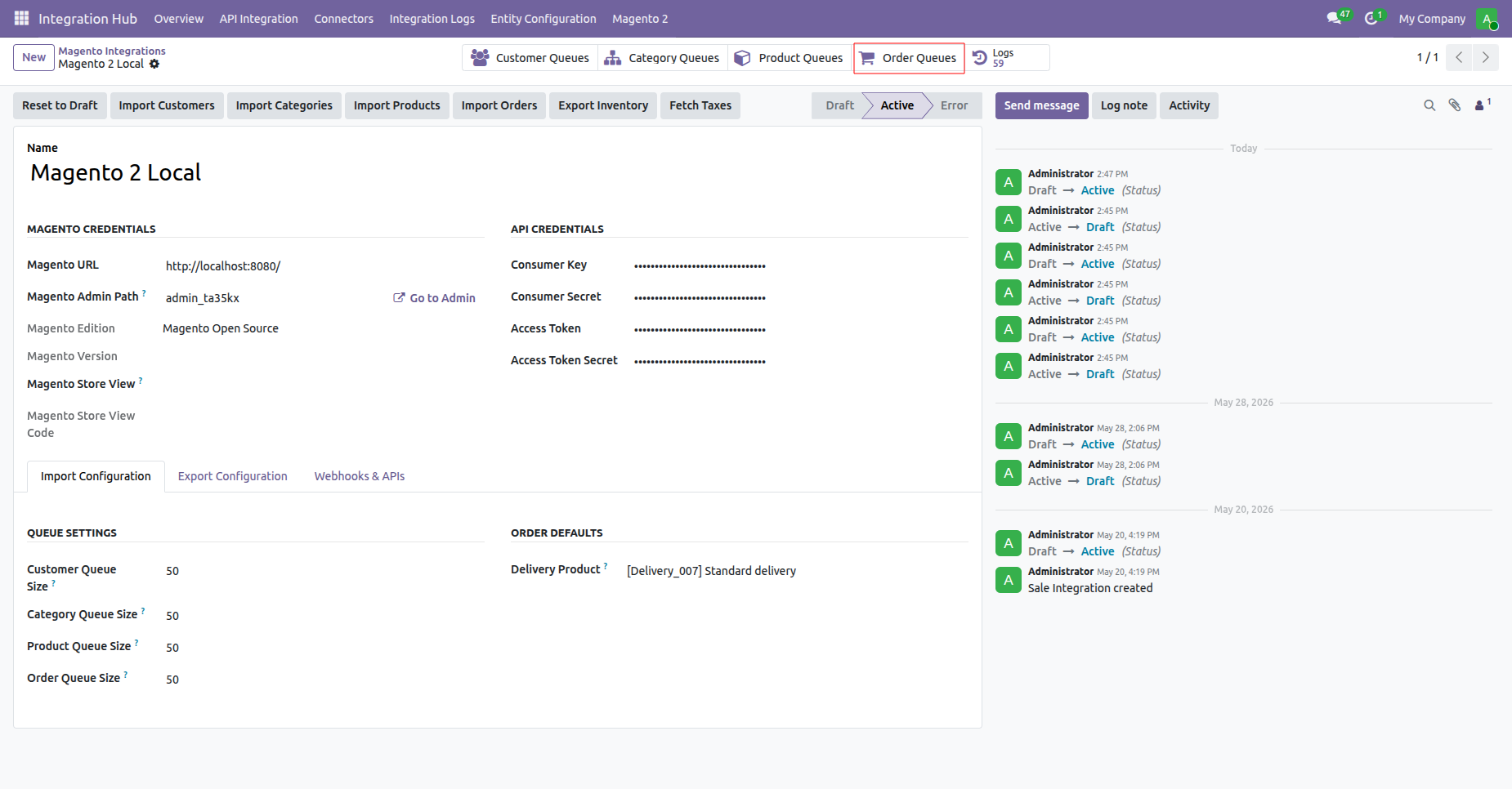 Monitor order import queue generation to track order processing progress in automated batch queues