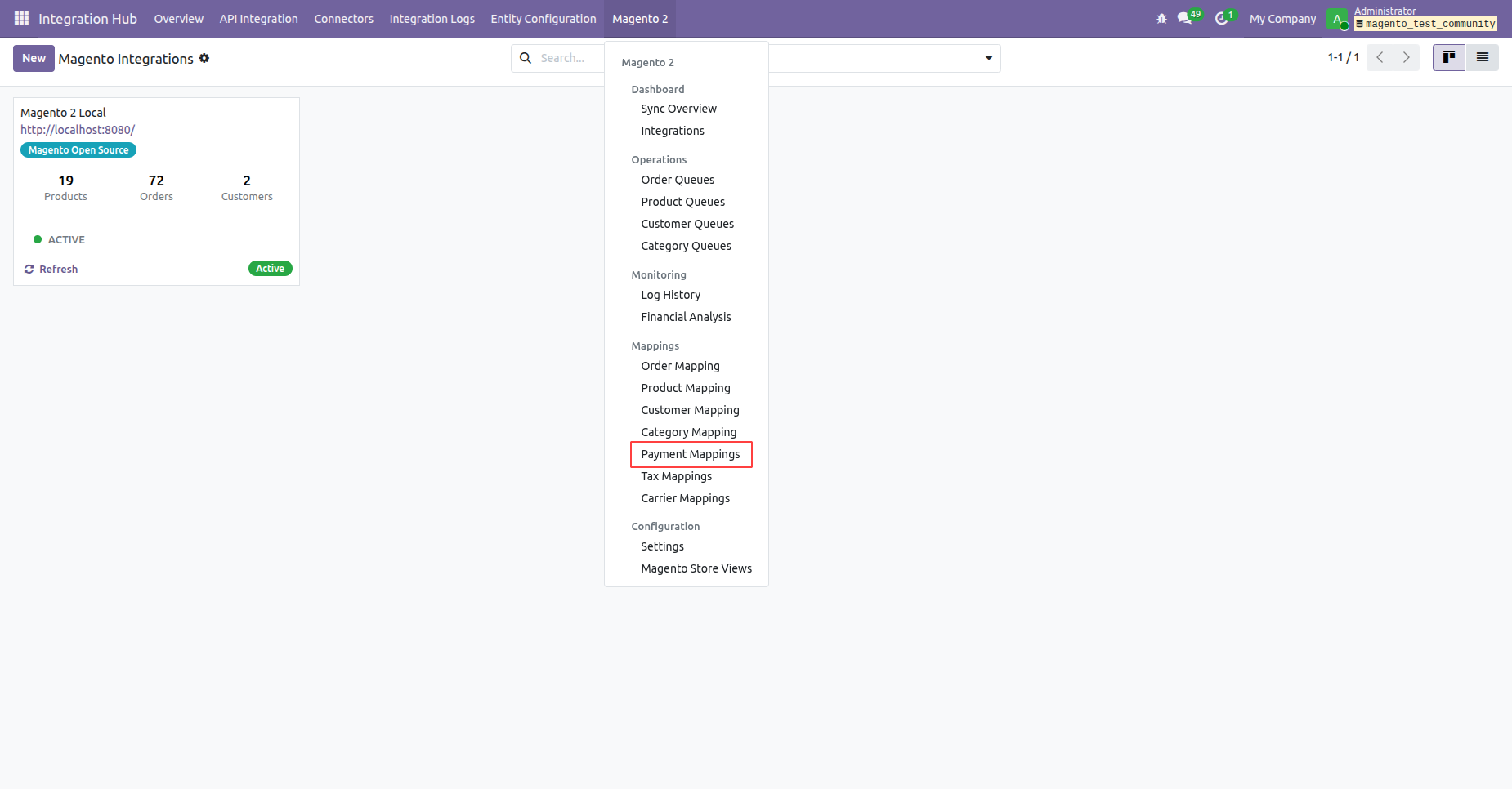 Access payment method mapping table to connect Magento 2 payment gateways with Odoo payment journals