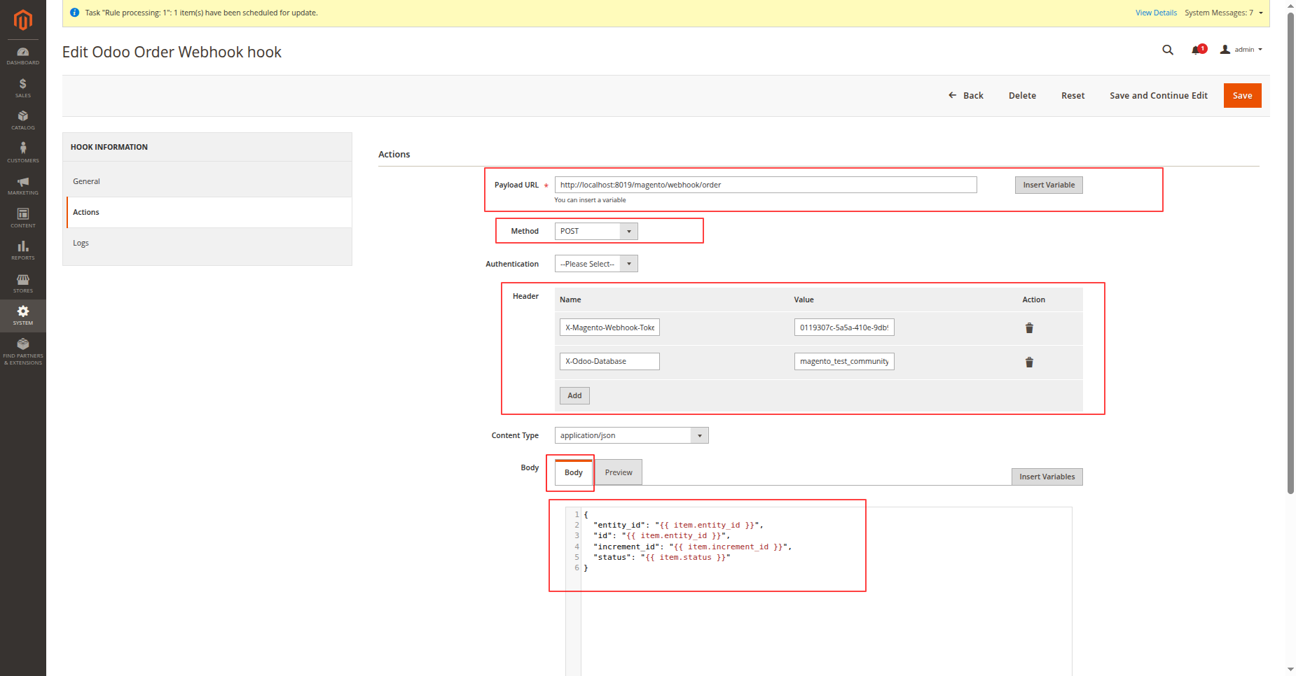 Inspect order line items and tax calculations generated from incoming real-time webhooks event payload