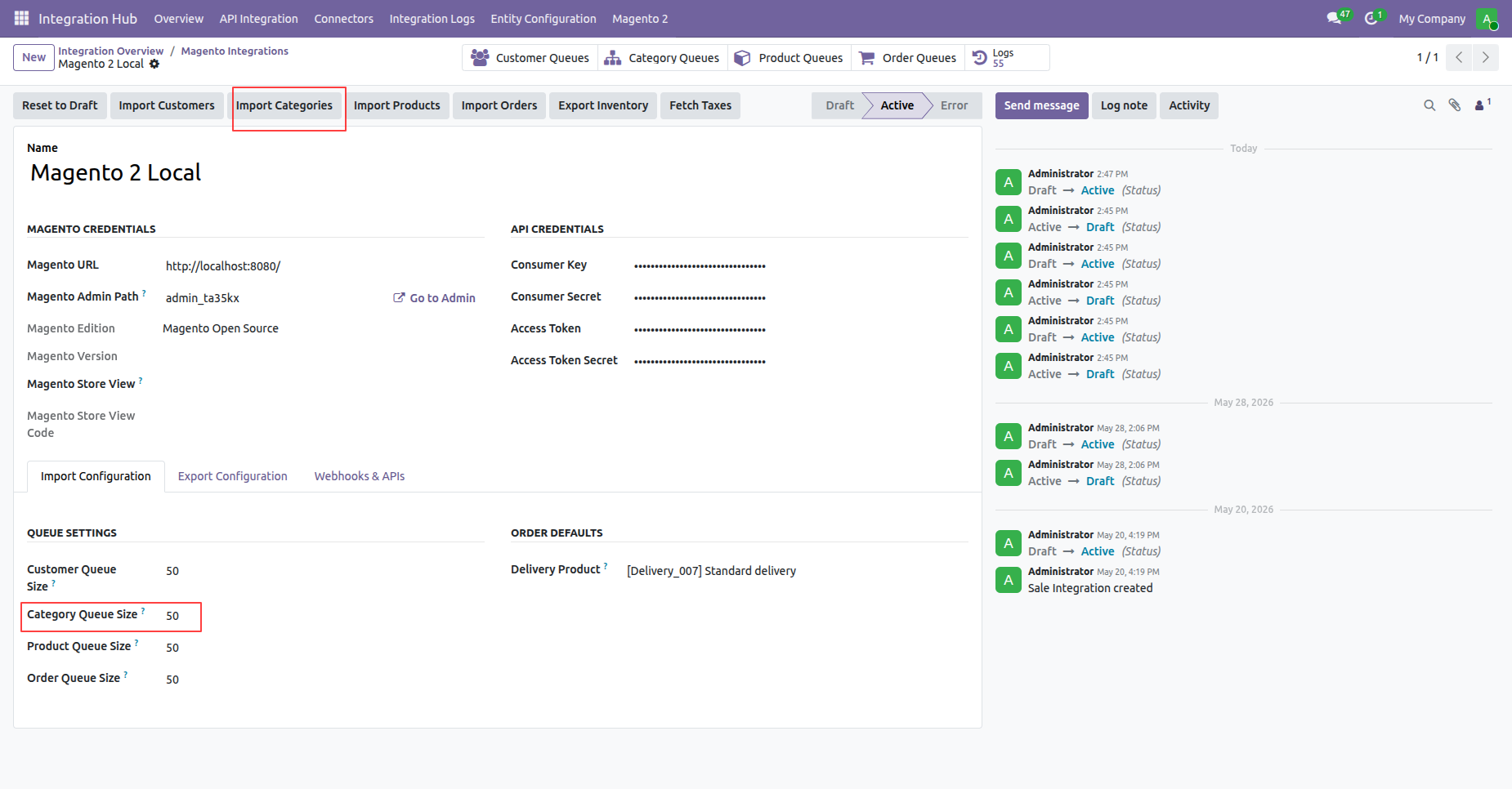 Open product category import wizard to fetch complete store category structure from Magento 2