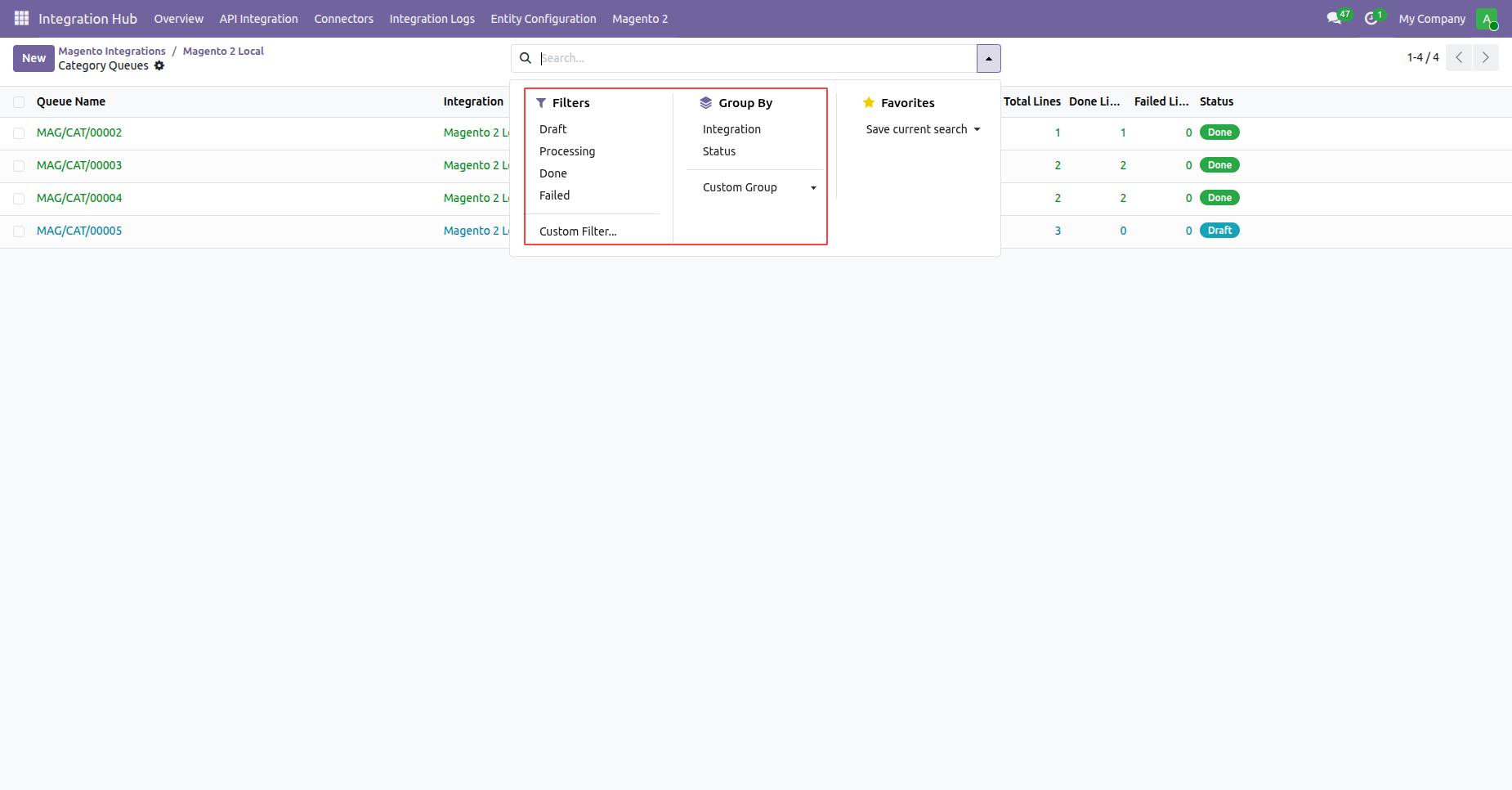 Create category export queue jobs to process category catalog updates in background batch queues