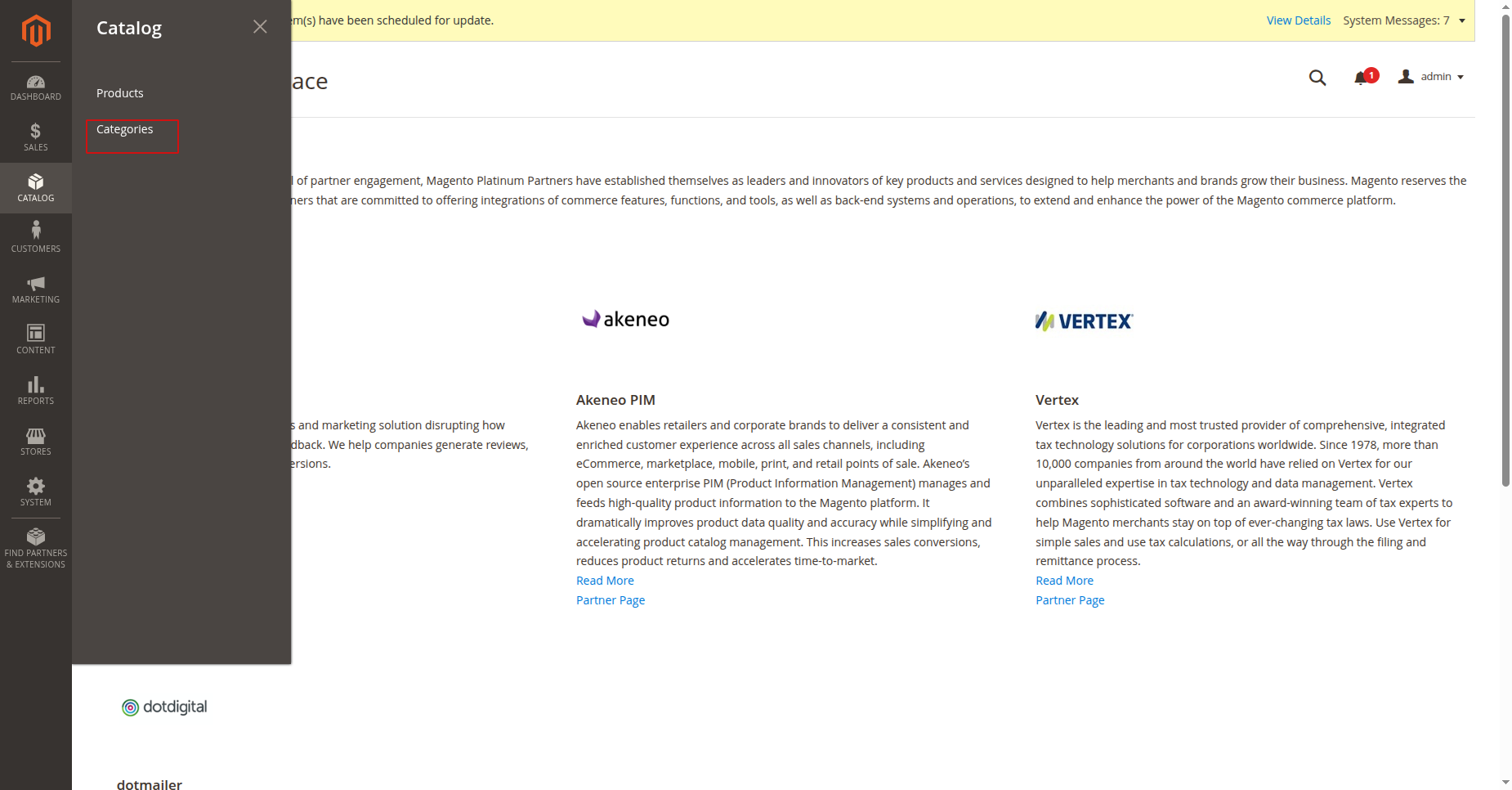 Inspect category mapping table linking Odoo internal categories to corresponding Magento 2 category IDs