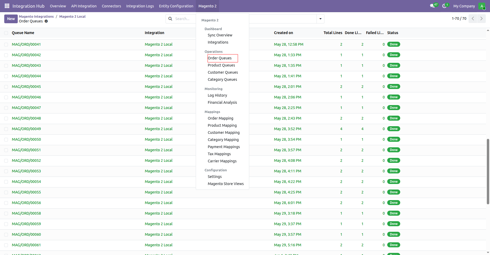 Select order import date range and store instance parameters before starting order fetch job