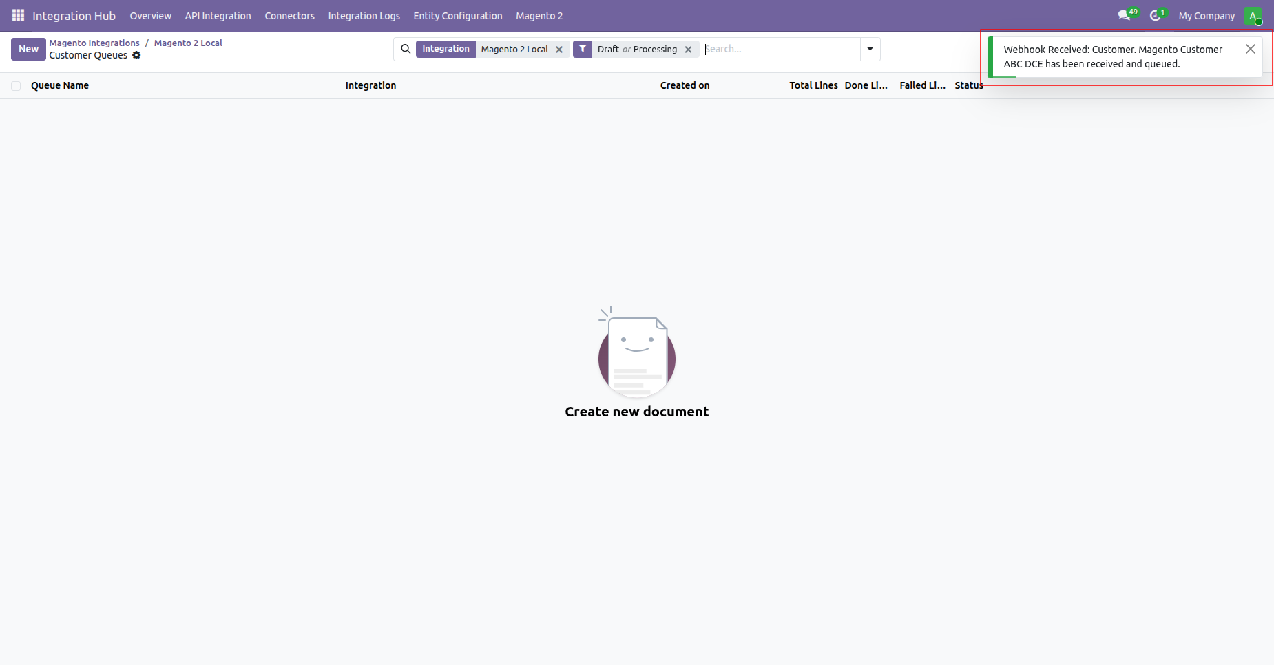 Register customer webhook listener to capture real-time customer account creations and profile updates instantly