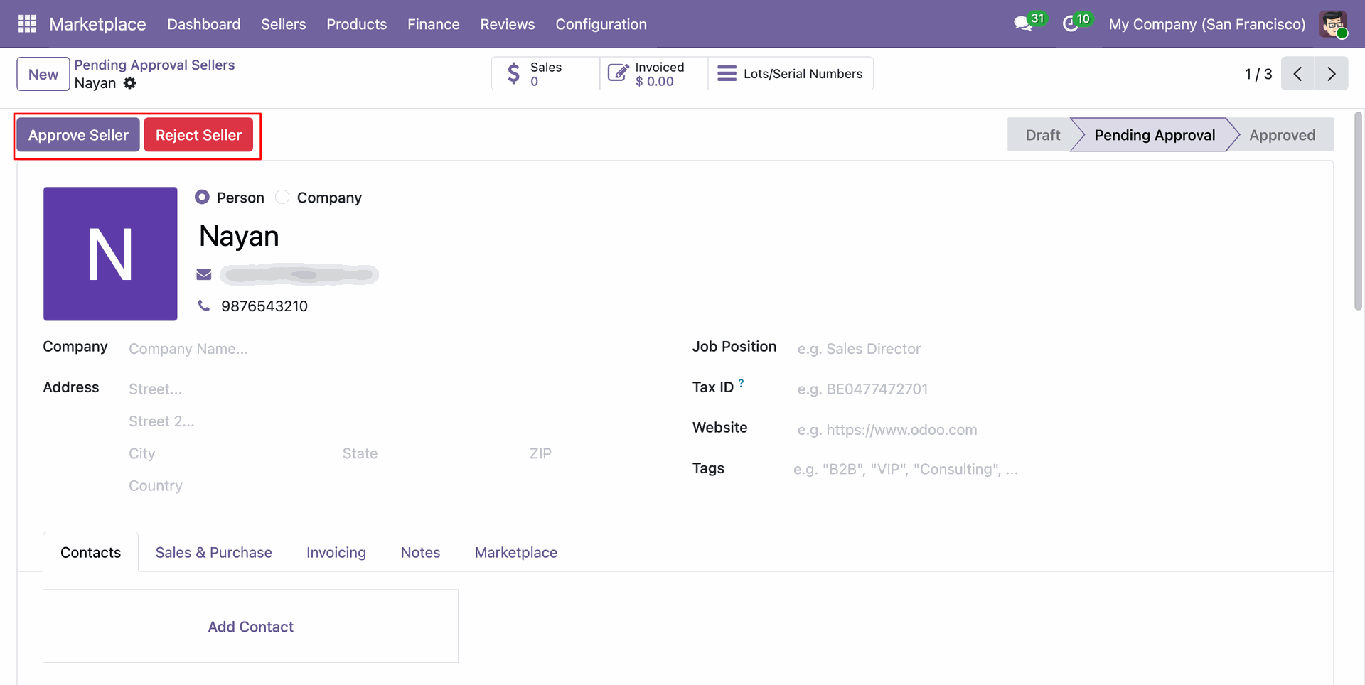 Seller Portal Overview Dashboard