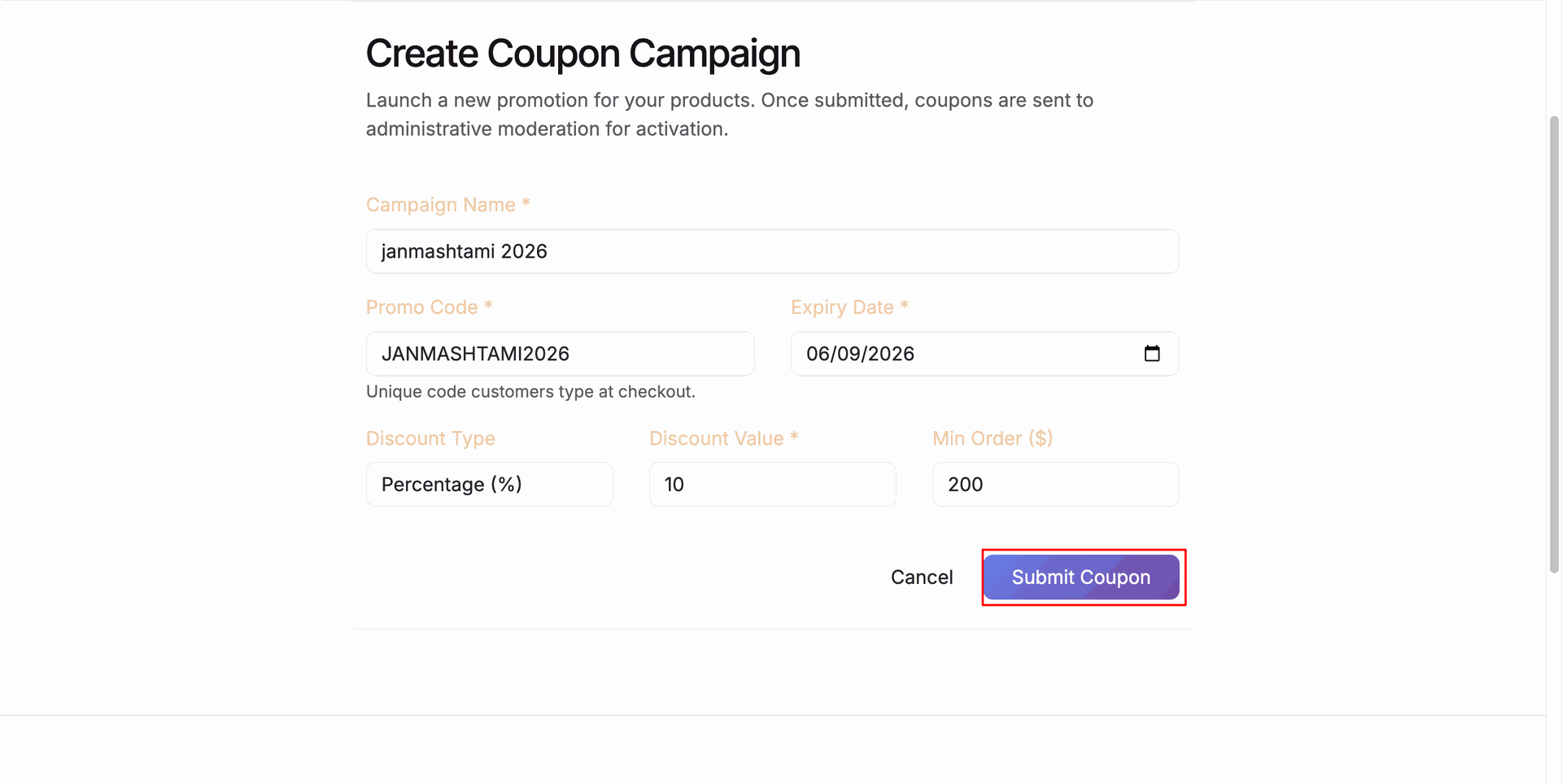 Vendor Promotional Coupons List