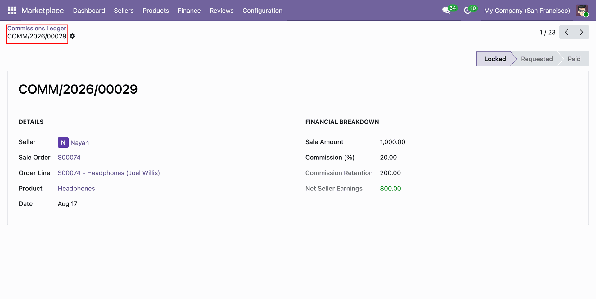 Seller Portal Sub-order Detail View