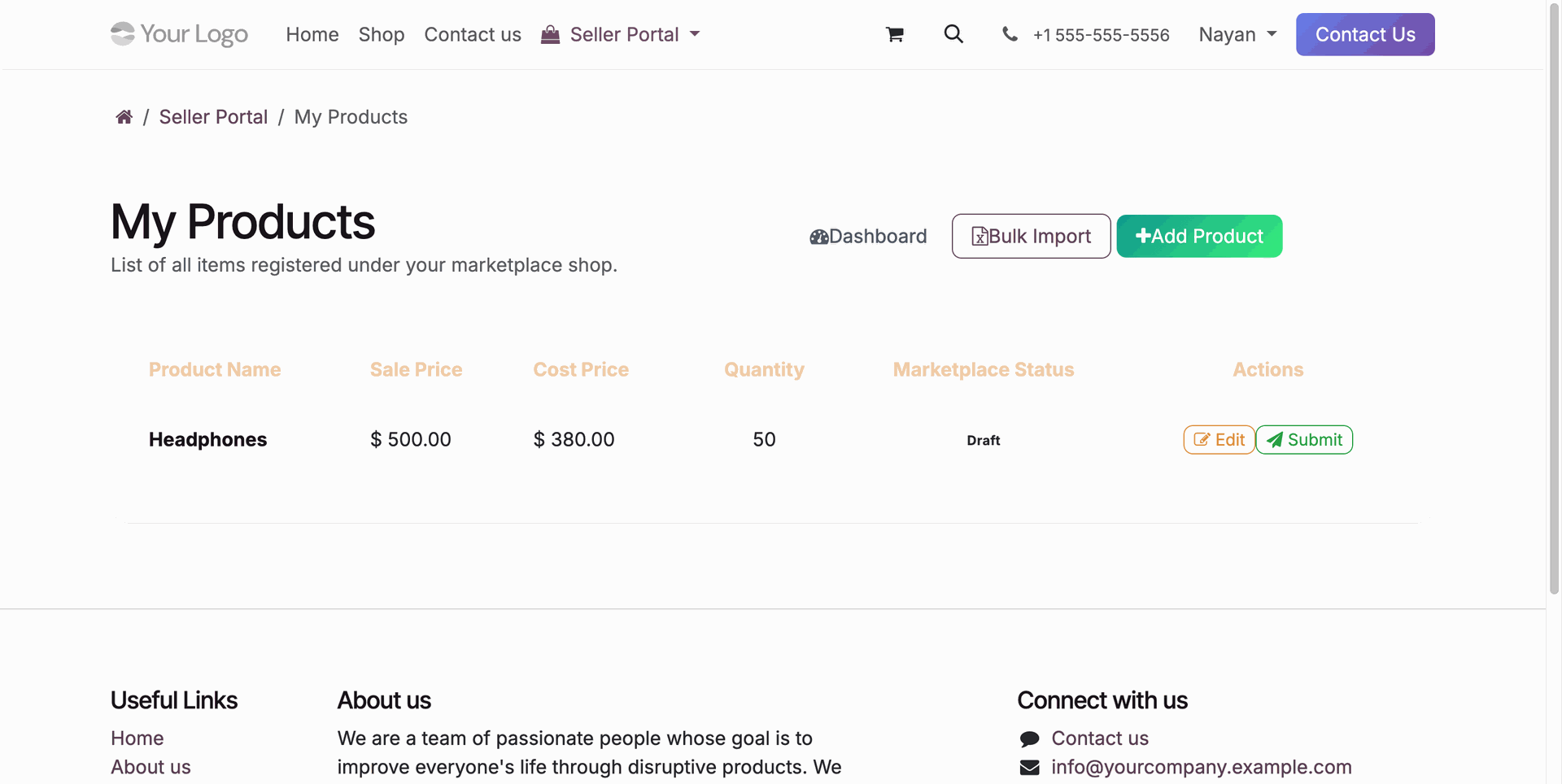 Submitted Seller Product Form