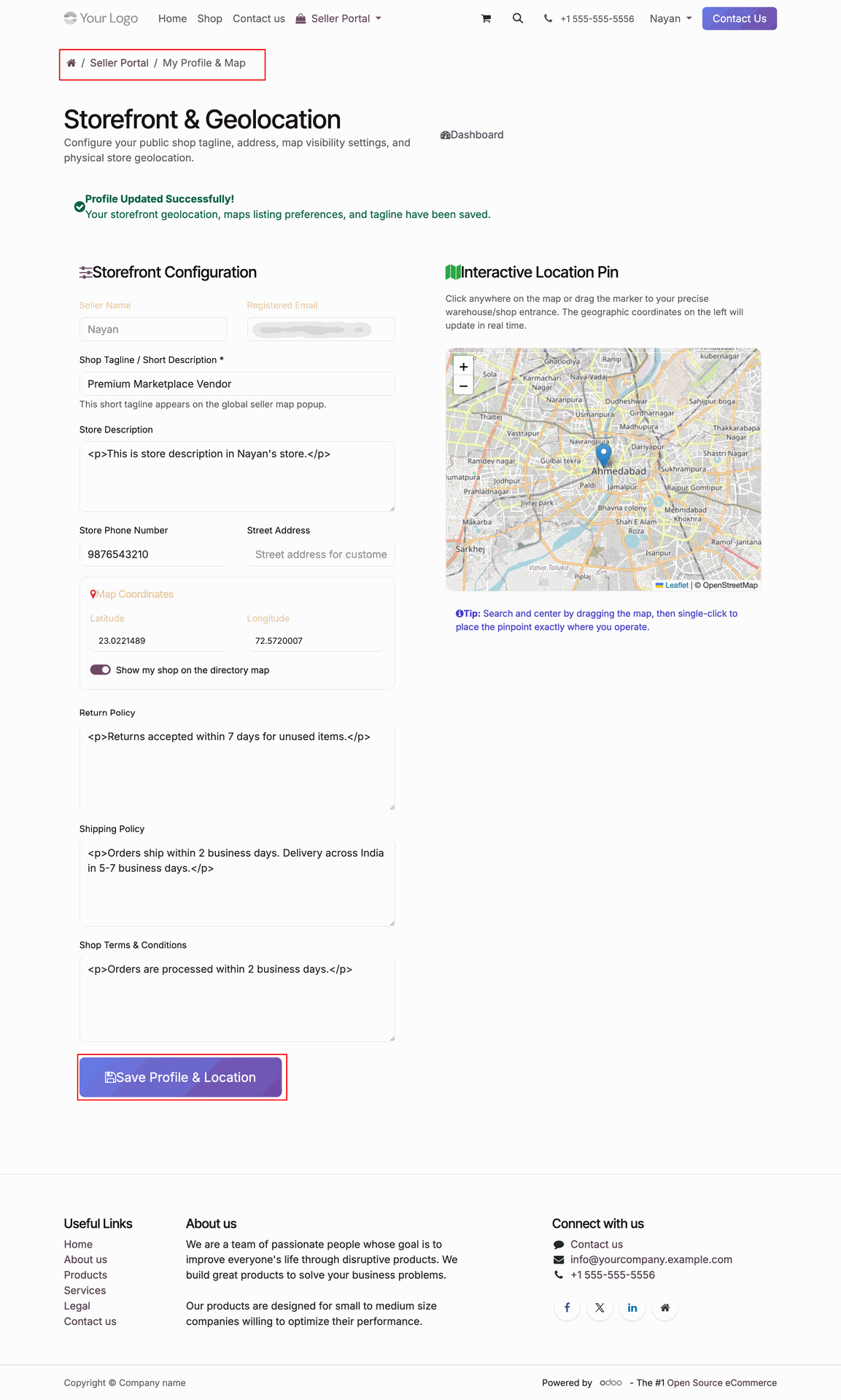 Seller Directory Status and Products