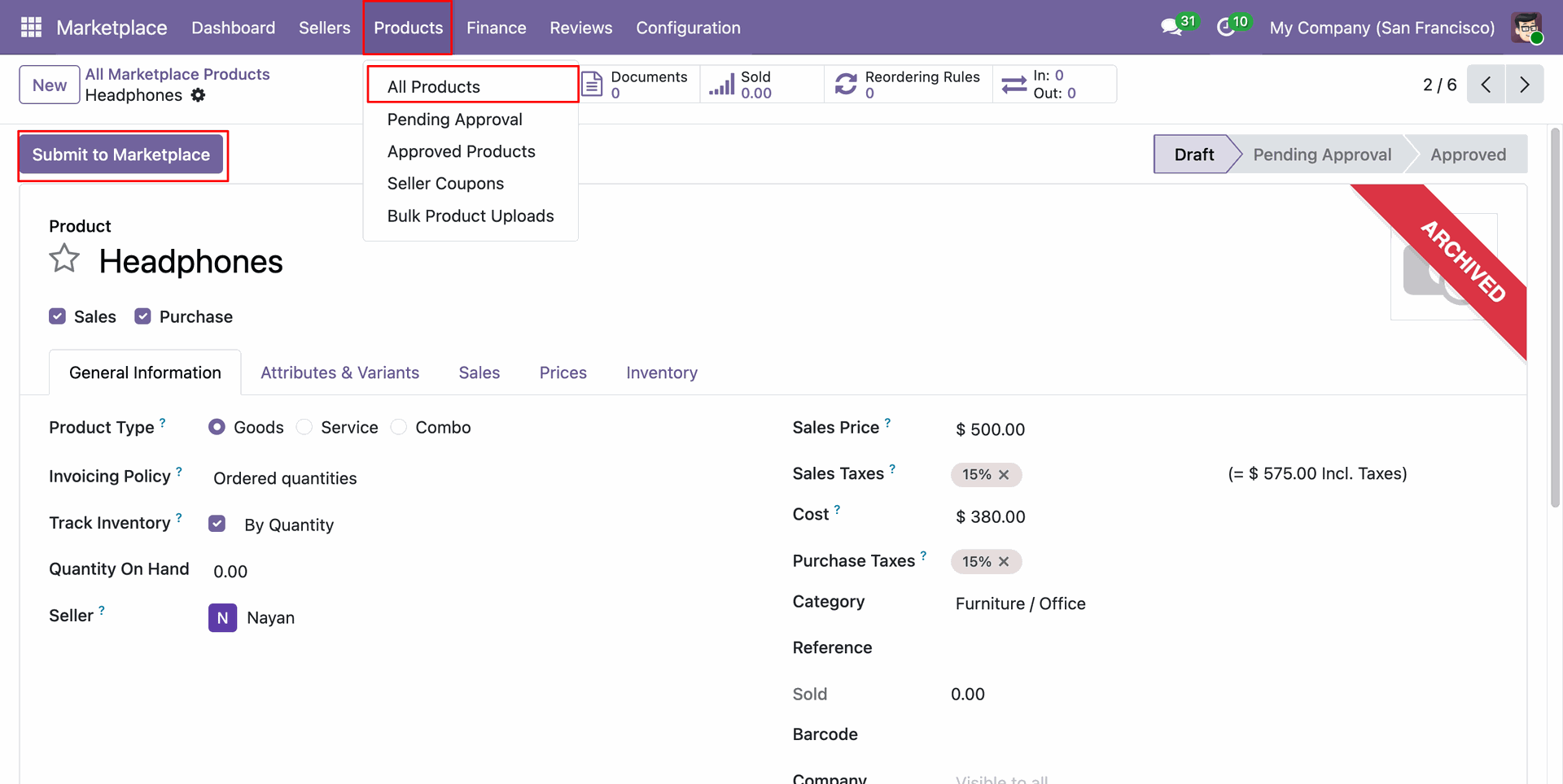 Approving Vendor Product Listing