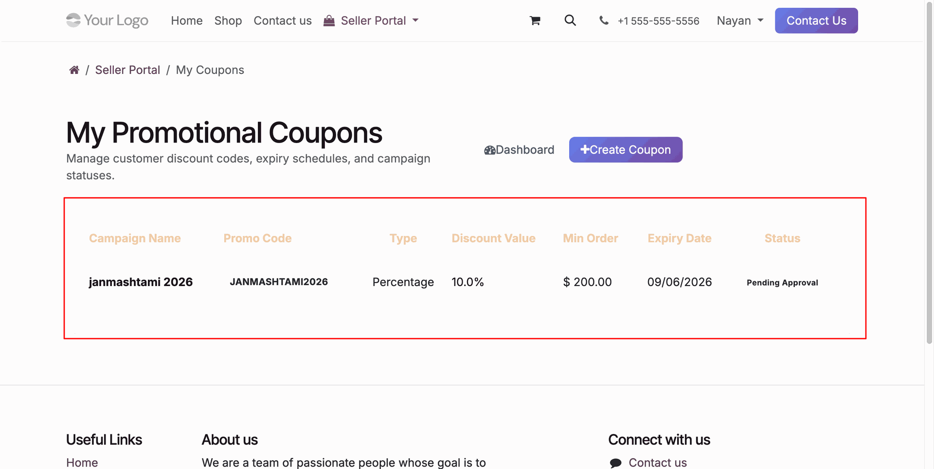 Backend Coupon Approval Request