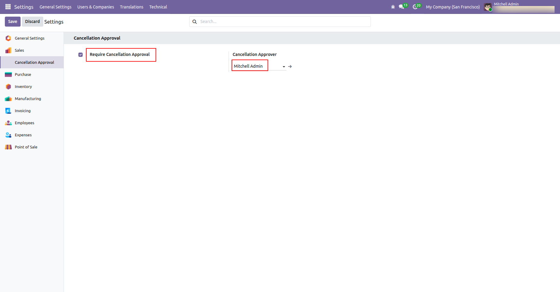 Cancellation Approval Settings