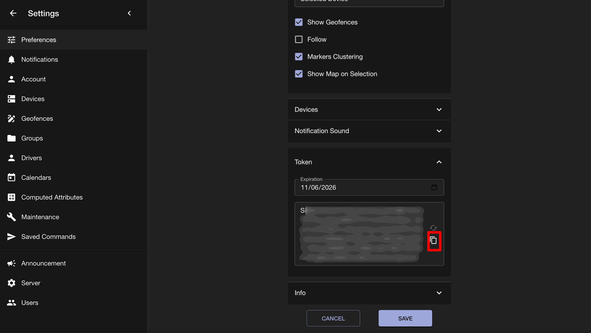 Traccar Configuration Screenshot